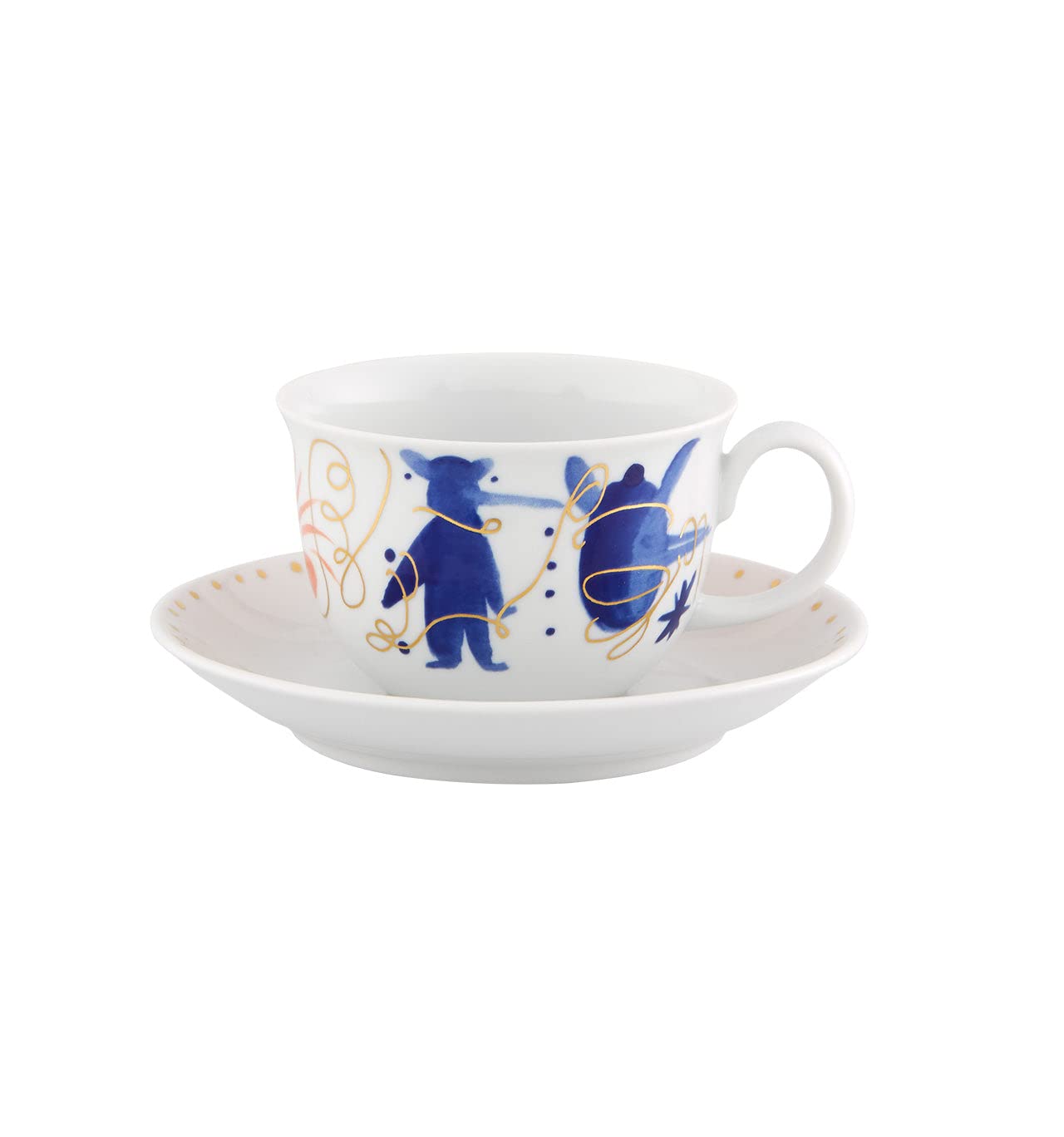 Vista Alegre Folkifunki Tea Cup and Saucer Set - 4-Piece Porcelain Tea Set for Afternoon Tea, Coffee, or Dessert | Elegant Floral Design for Home, Kitchen, or Gift
