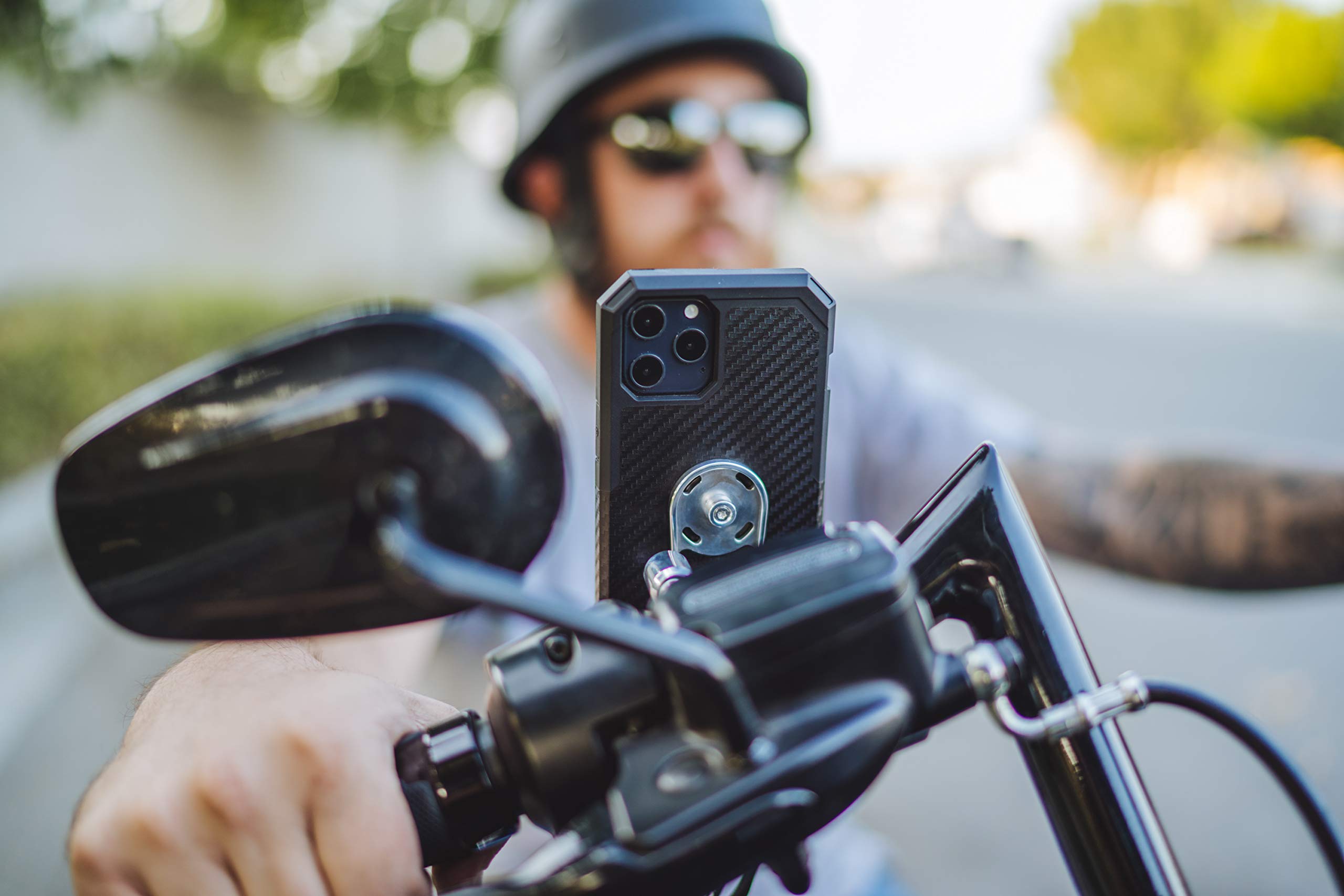 ROKFORM Motorcycle Phone Mount - Secure Quad Tab Twist Lock & Built-in Magnet for Harley's, Polished Aluminum, Perfect for Adventure Riding & Daily Commutes