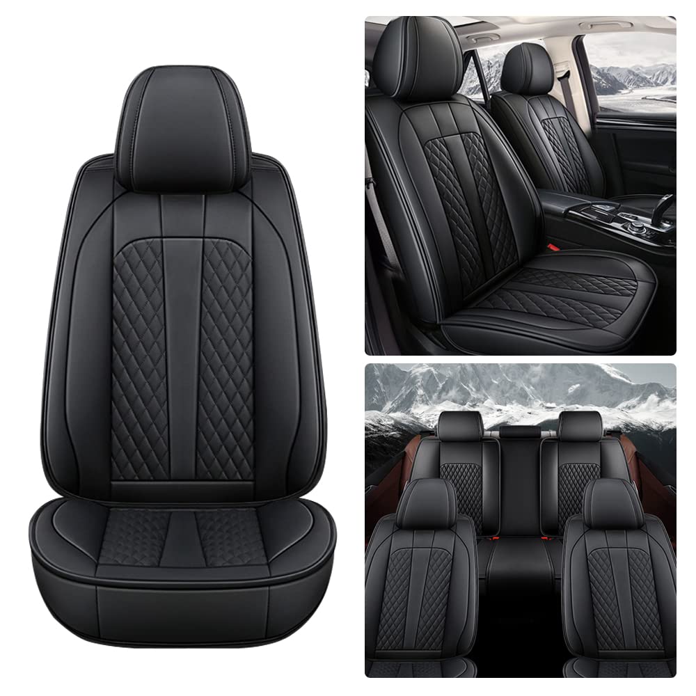 Premium Genuine Leather Car Seat Covers for Range Rover Evoque - Sport Edition | Waterproof, Scratch-Resistant & Non-Slip Design | Airbag Compatible Full Set (Black) | Perfect for Daily Commuting, Road Trips & Luxury Vehicle Protection