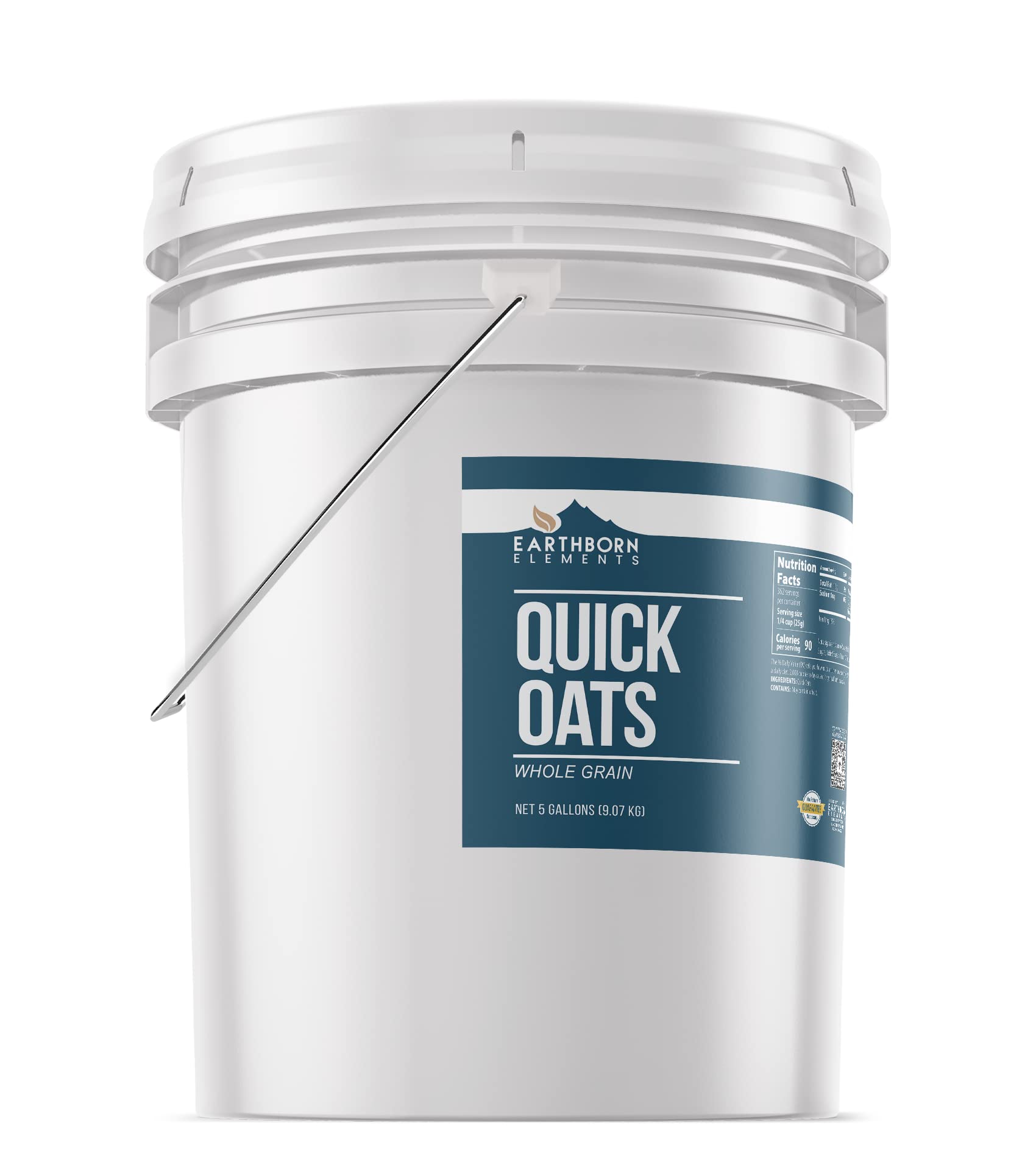 Organic Quick Oats in Bulk - 5 Gallon Bucket | Whole Grain Rolled Oats for Healthy Breakfast, Baking & Smoothies | Non-GMO, Gluten-Free Oatmeal for Overnight Oats, Energy Bars & Meal Prep