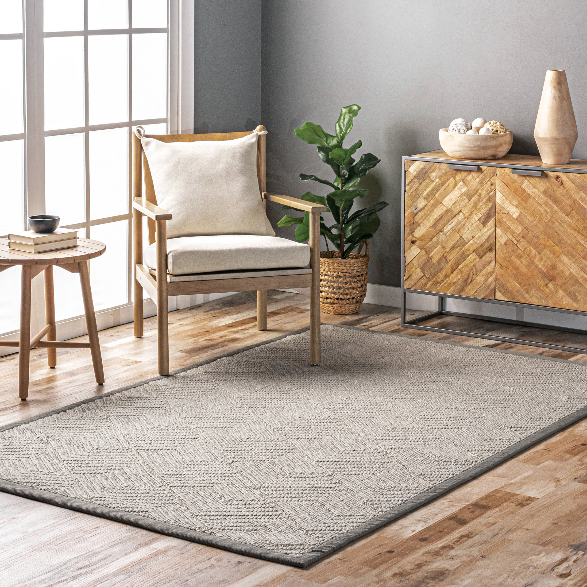 Aisha Monochrome Texture Rug - Soft Grey Area Rug for Living Room, Bedroom, or Office - Modern Home Decor & Cozy Floor Mat