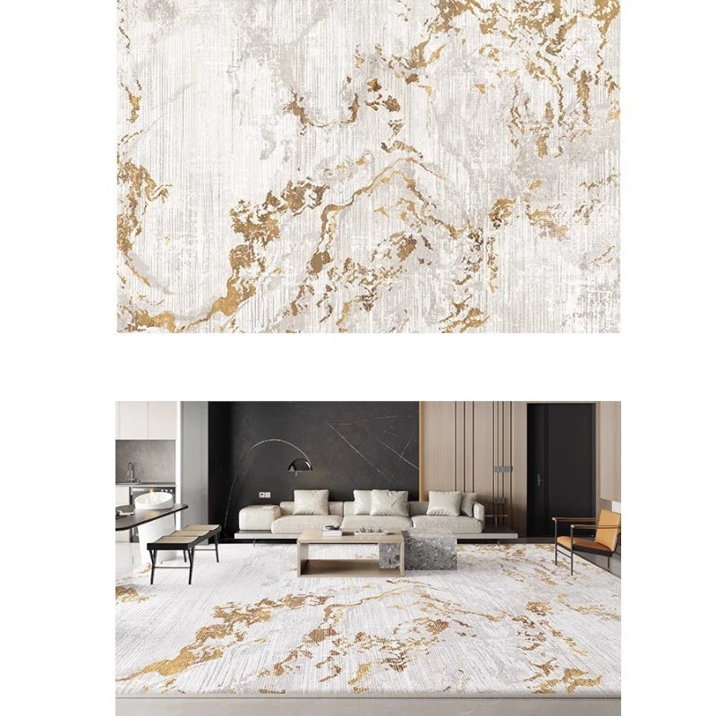 Chanel Velvet Abstract Geometric Waterproof Area Rug - Soft Non-Slip Living Room Carpet for Home Decor, Bedroom, Office