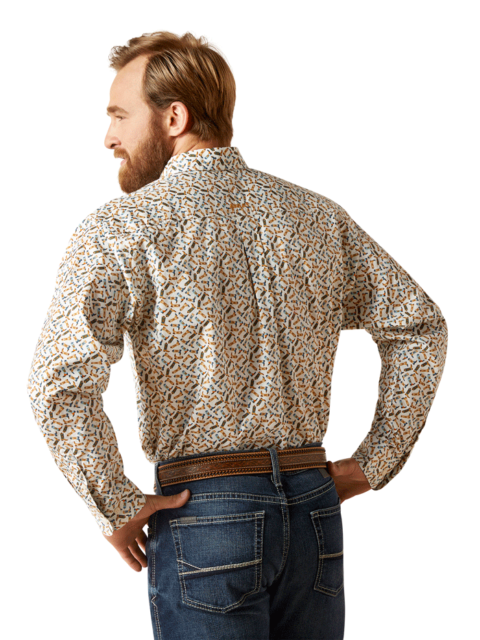 Ariat Men's Gainor Classic Long Sleeve Shirt - White | Western Work Shirt for Ranch, Riding & Outdoor Activities