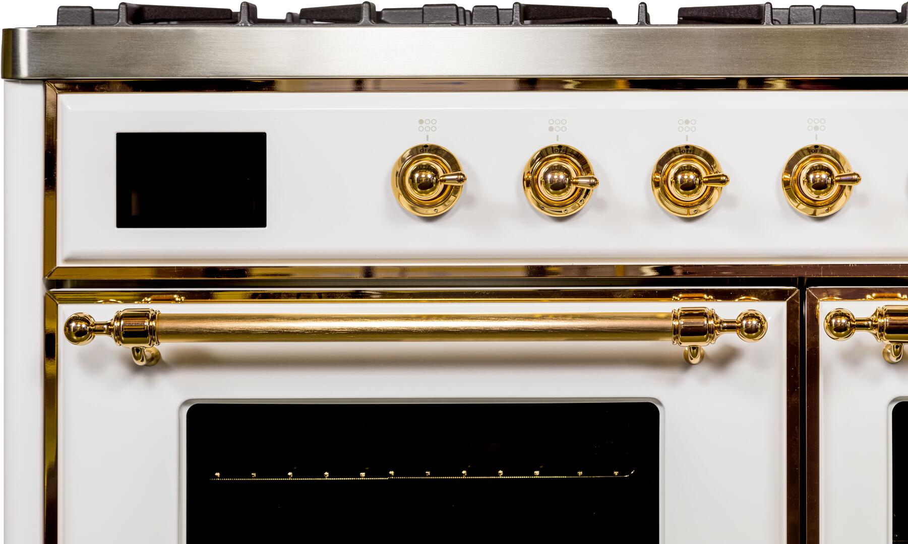 ILVE Majestic II 40-Inch Dual Fuel Range with Liquid Propane - White with Brass Trim (UMD10FDNS3WHGLP) for Professional Home Kitchens & Gourmet Cooking