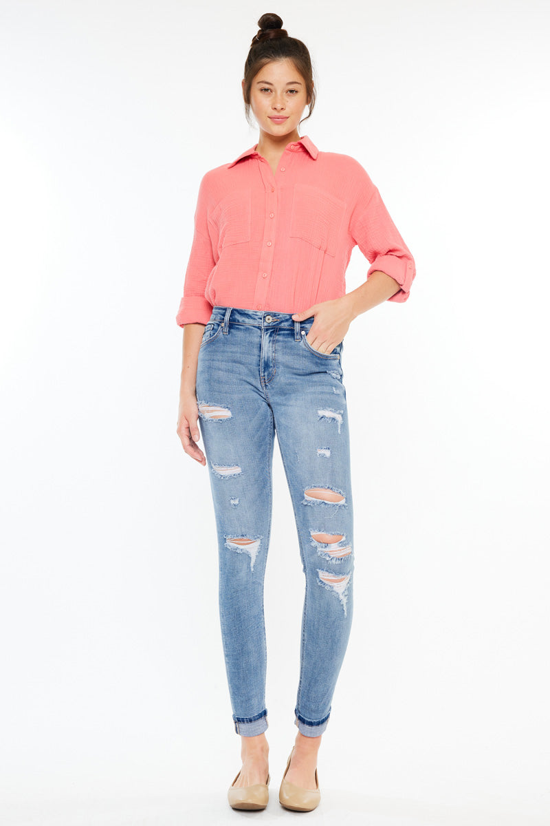 Amanda Women's High Rise Ankle Skinny Jeans - Stretch Denim Pants for Casual Wear & Everyday Outfits