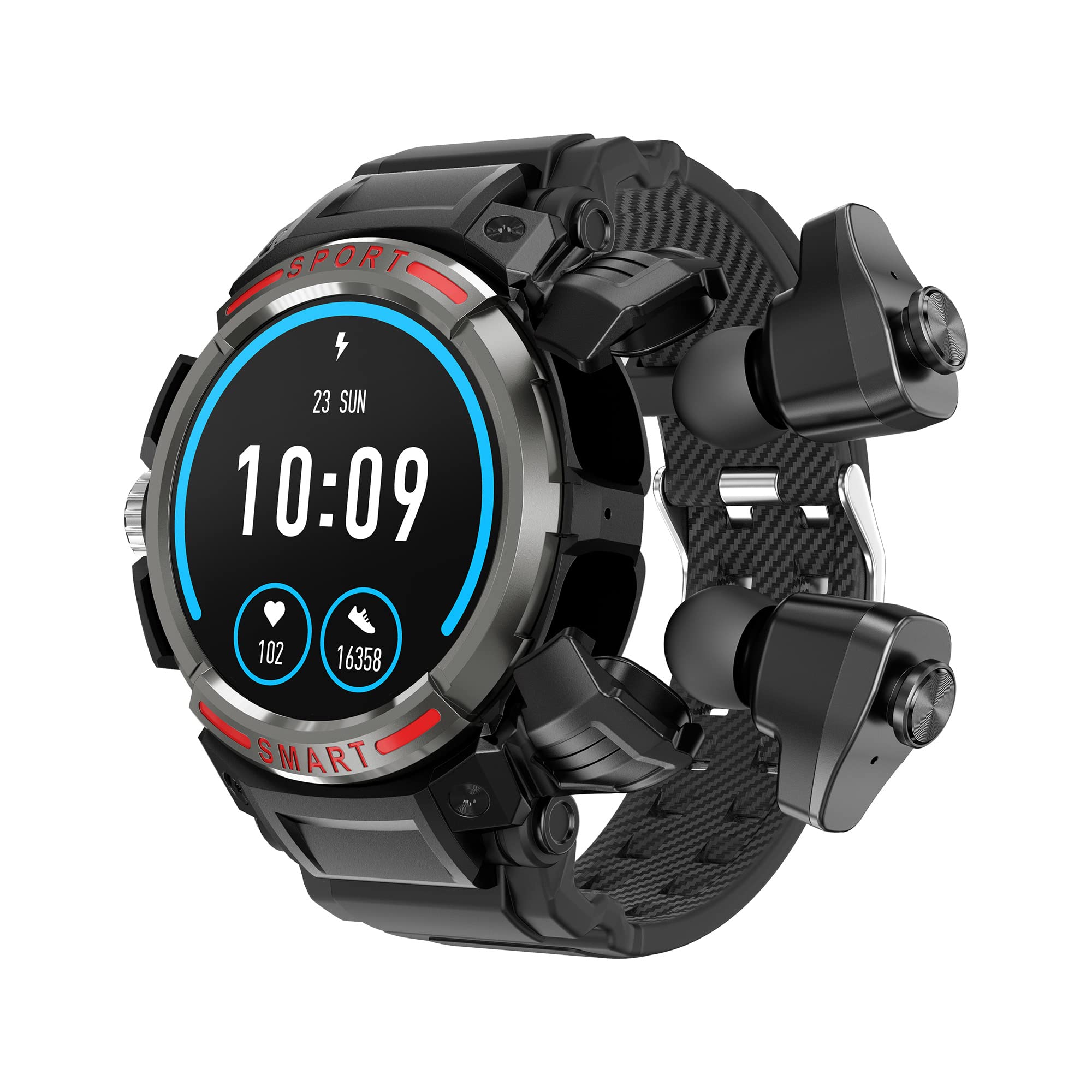 Smart Watch with Wireless Earbuds - 3-in-1 Bluetooth Fitness Tracker for Android & iPhone - Blood Oxygen, Heart Rate & Sleep Monitor - Long Battery Life Sports Smartwatch (Grey) - Perfect for Running, Gym Workouts & Daily Activity Tracking