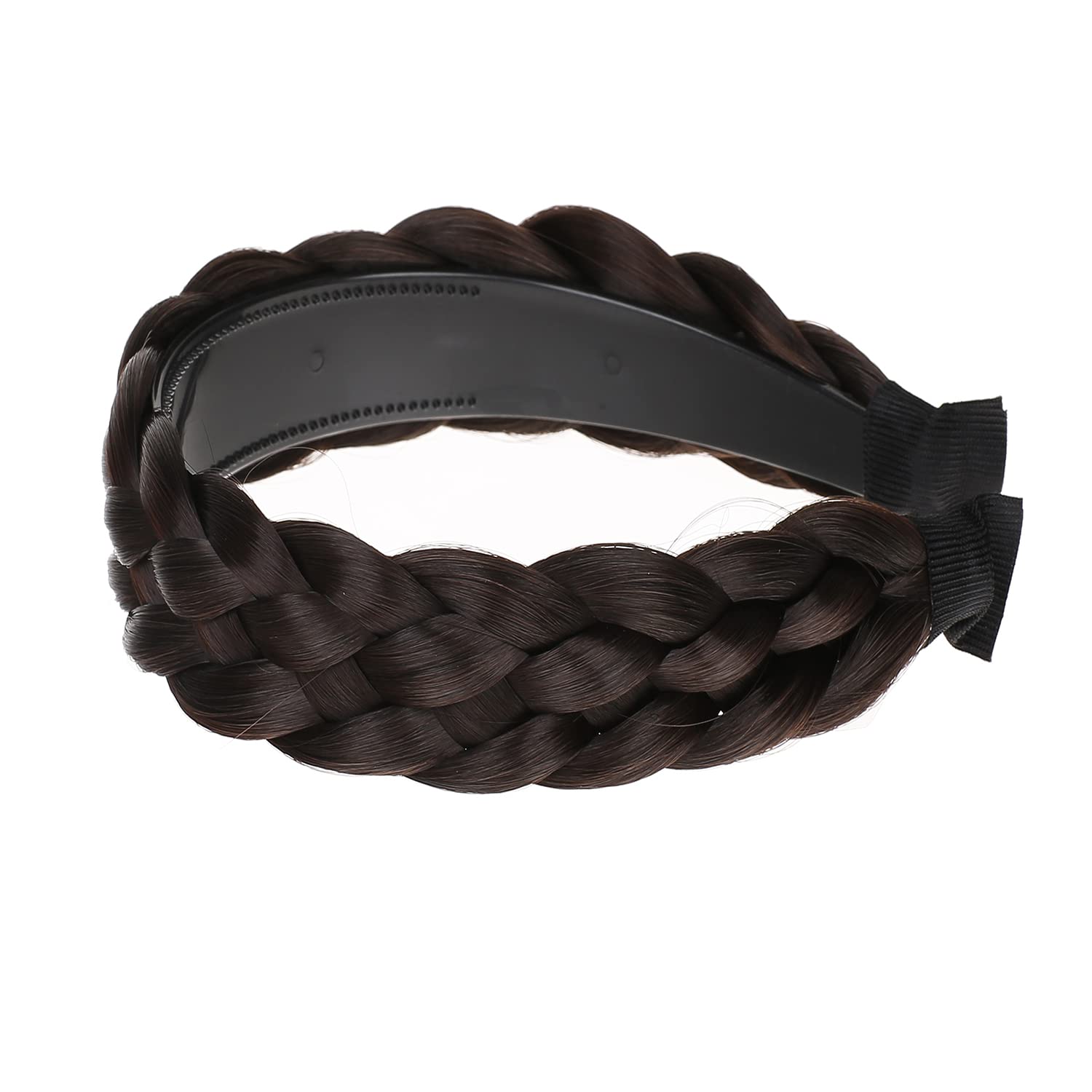 Vowyore 5 Strands Synthetic Hair Braided Headband - Classic Chunky Wide Plaited Hair Hoop with Teeth for Women & Girls | Perfect for Weddings, Parties & Everyday Styling