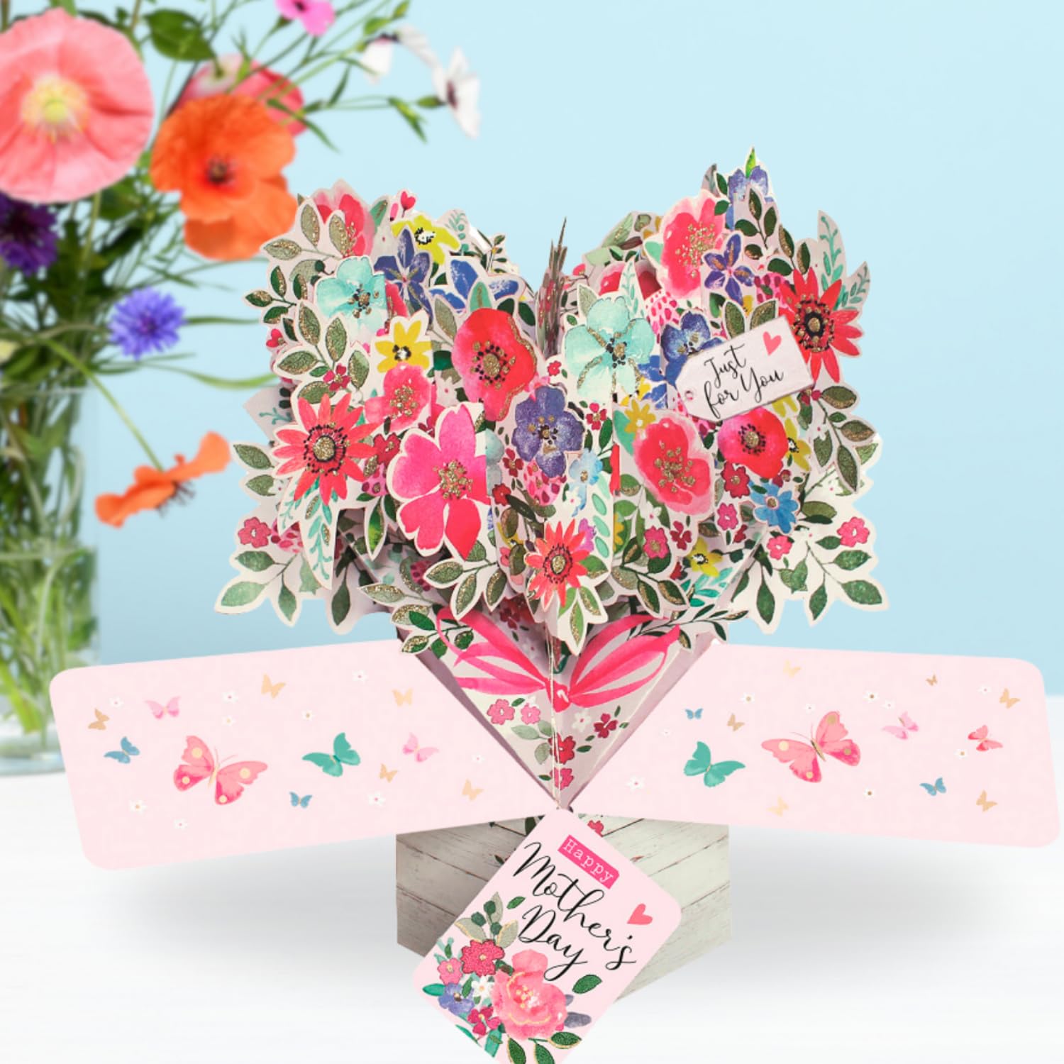 Happy Mother's Day 3D Pop-Up Greeting Card with Bouquet Design - Second Nature Handcrafted Pop-Up Cards for Birthday, Anniversary & Special Occasions