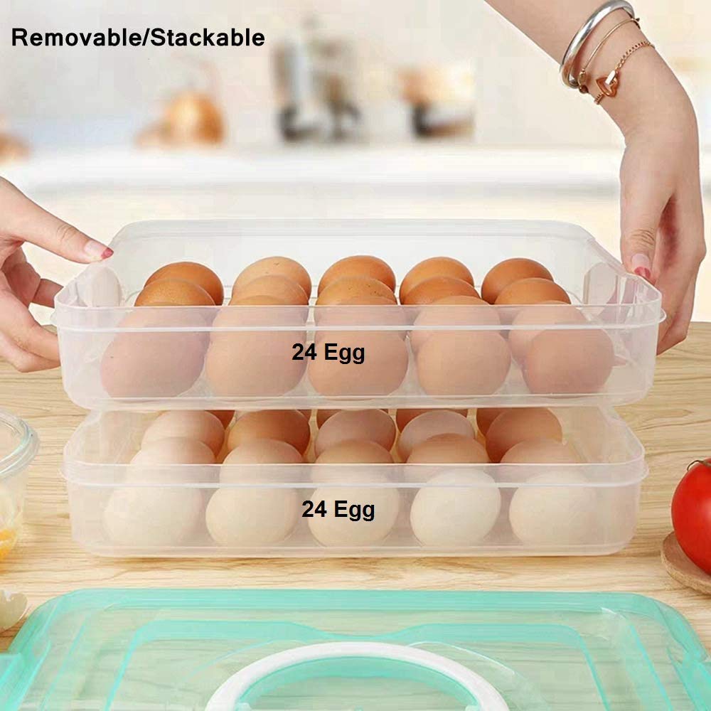 Flipco 48-Cell Double Layer Plastic Egg Tray Organizer - Stackable Egg Holder Basket for Refrigerator Storage, Farm Fresh Eggs & Farmers Market Display