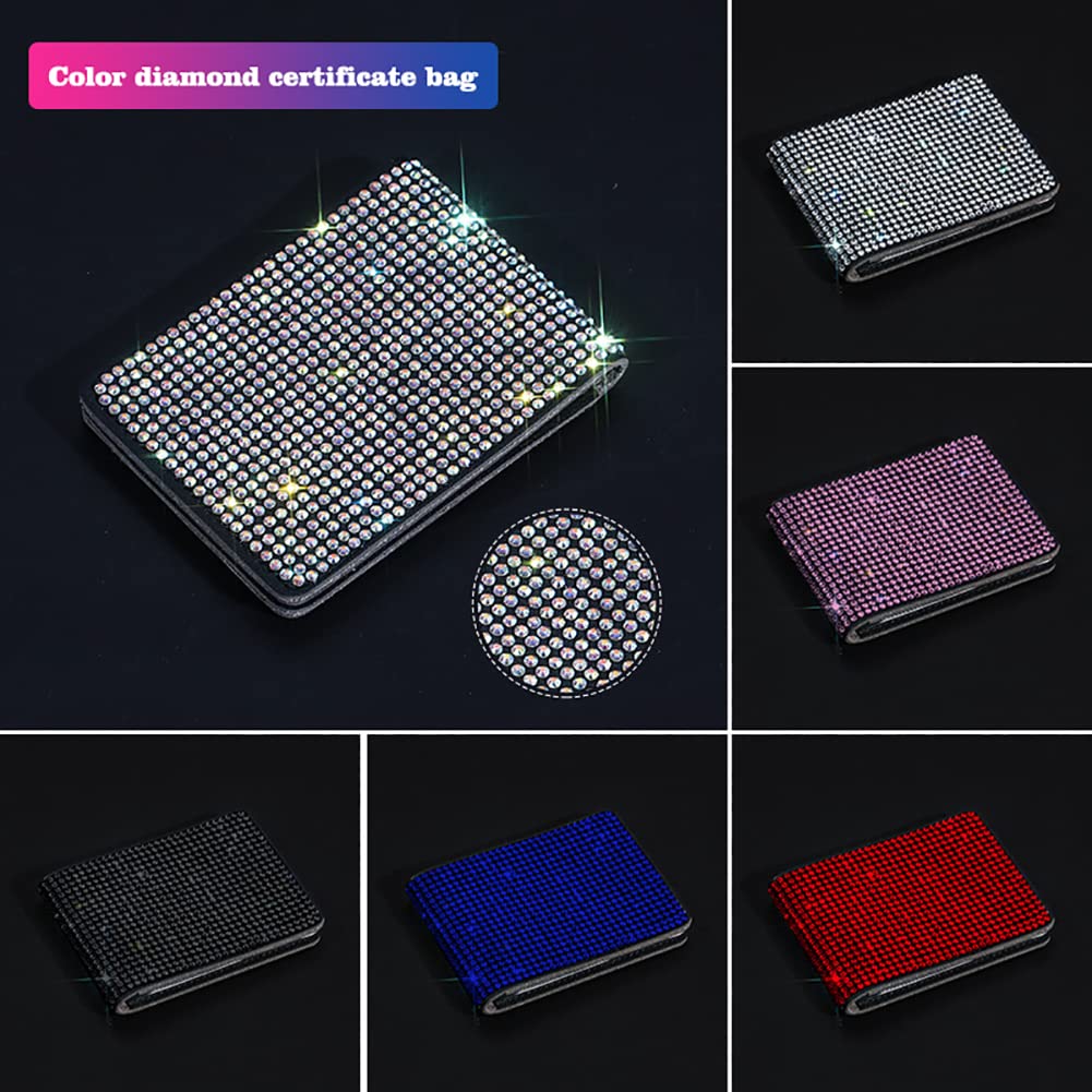 SEADEAR Bling Rhinestone Bus Pass Card Holder - Crystal Wallet for Driving License, Travel Cards & ID - Slim Multifunctional Wallet for Women & Girls (Red) - Perfect for Commuting, Travel & Everyday Use