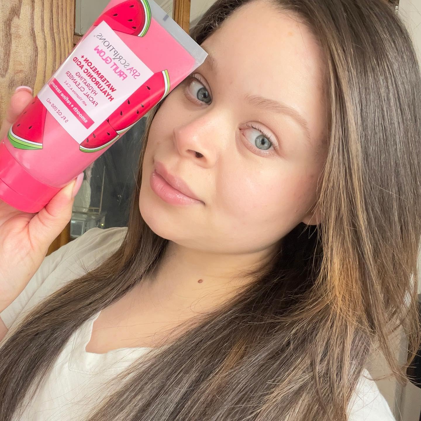 SpaScriptions Fruit Glow Watermelon & Hyaluronic Acid Hydrating Facial Cleanser 5 Oz - Gentle Foaming Face Wash for Dry & Sensitive Skin, Perfect for Morning & Night Skincare Routine