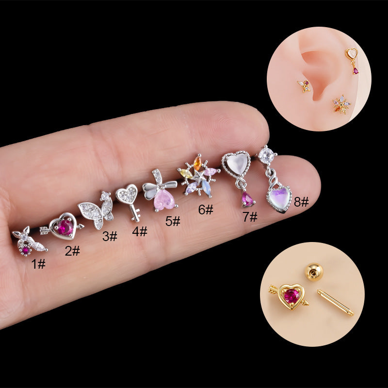 16G Surgical Steel Cartilage Earrings - Butterfly Flower Studs for Women | Hypoallergenic, Comfort Fit | Perfect for Daily Wear, Parties & Gifts (HSPJ882)