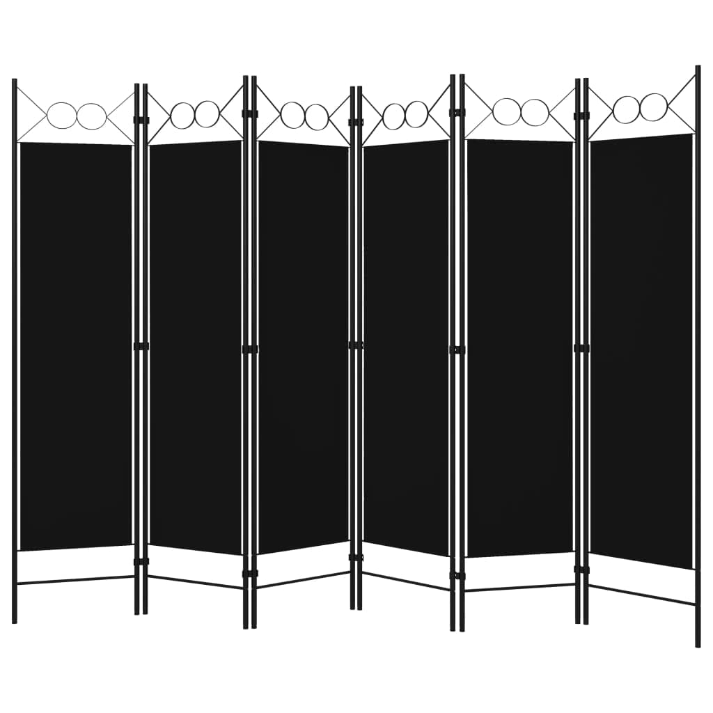 6-Panel Black Room Divider Screen - 94.5