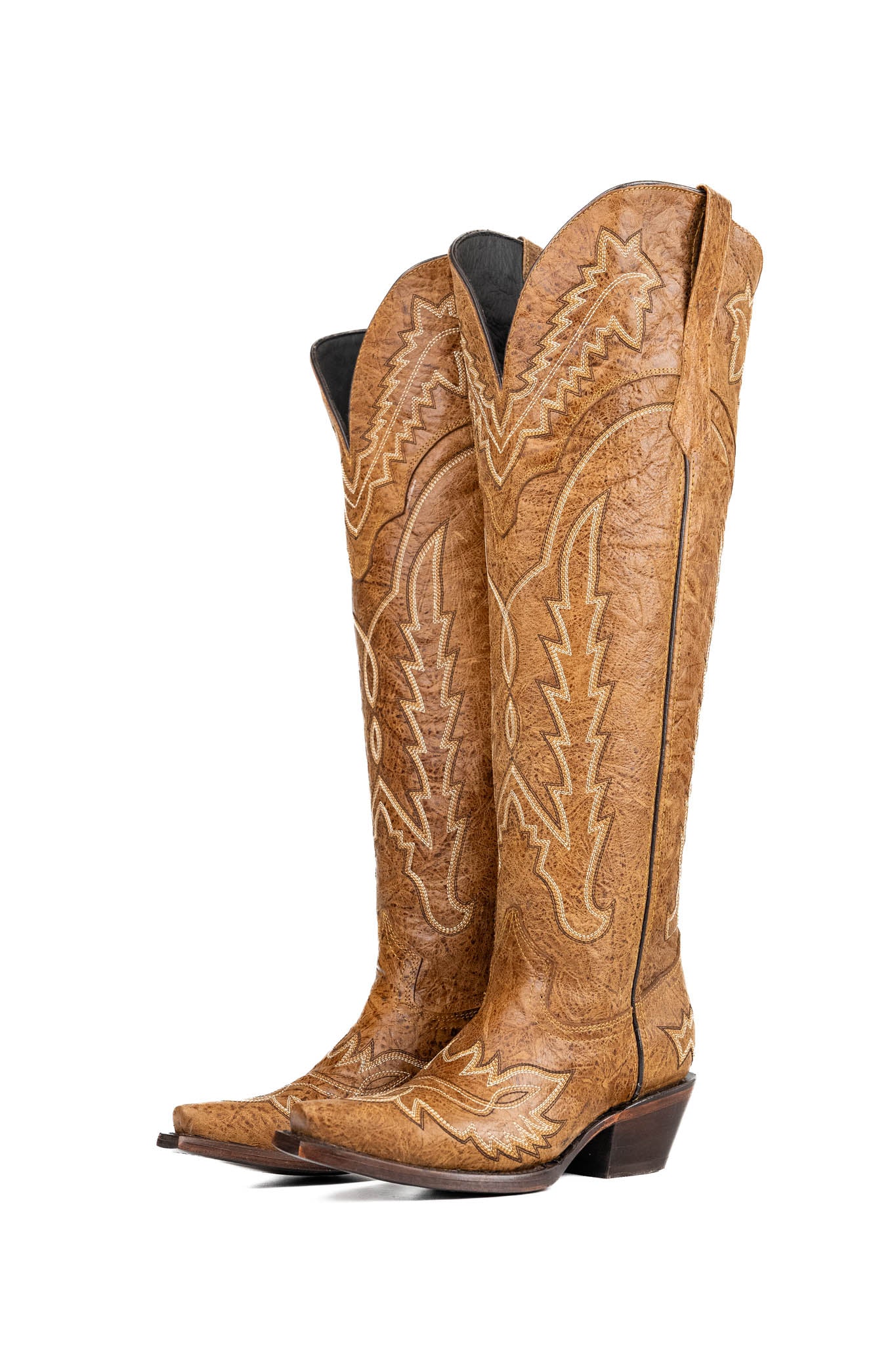 Maggie Women's Knee High Wide Calf Snip Toe Cowgirl Boots - Western Style Riding Boots for Country Dancing, Rodeo & Fashion Outfits