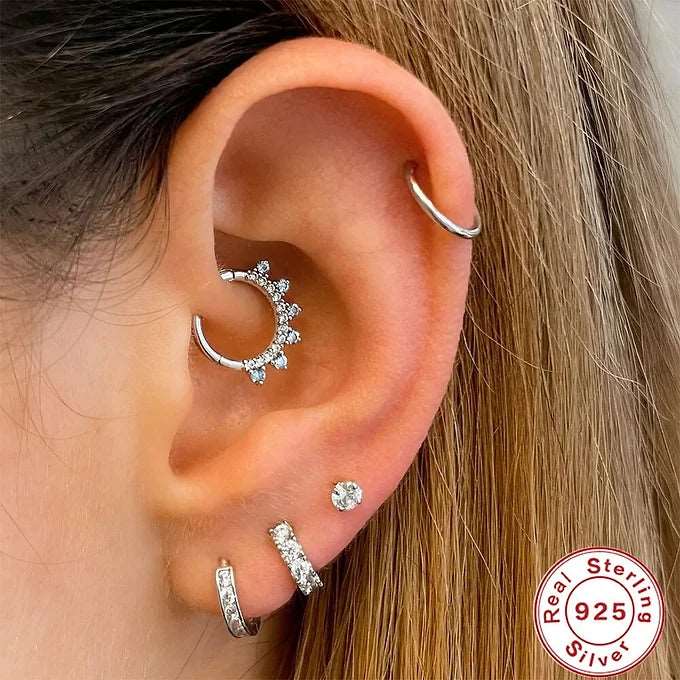 16G Sterling Silver CZ Nose Ring - Dainty Septum Huggie Hoop for Women | Perfect for Everyday Wear, Parties & Special Occasions
