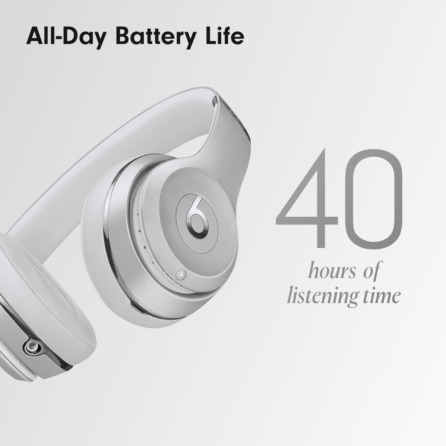 Beats Solo3 Wireless Bluetooth On-Ear Headphones - Apple & Android Compatible, 40H Battery Life, Noise Isolation - Silver (Latest Model) for Commuting, Workouts & Travel