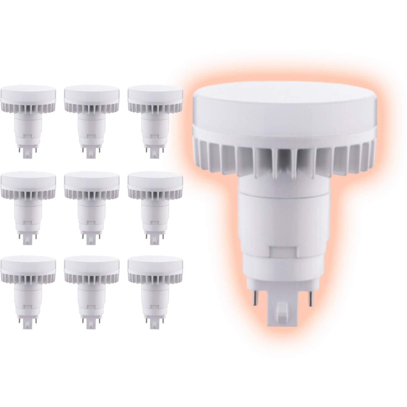 GoodBulb 18W LED Plug-in Light Bulbs - 12W Hybrid 4 Pin G24Q Base 4000K Cool White - 1100 Lumens High Output - 140° Beam Angle - 10 Pack - Energy Saving Replacement Bulbs for Commercial & Office Lighting