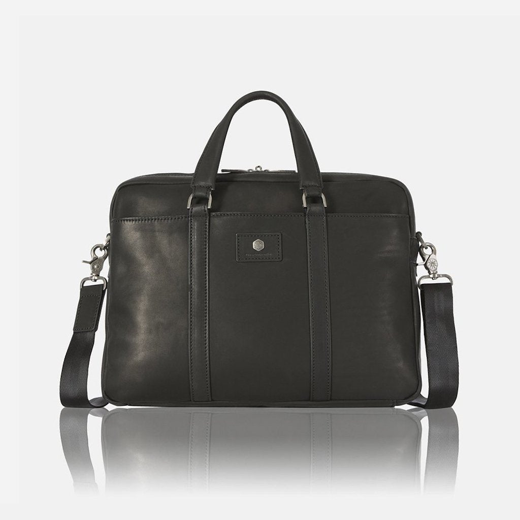 Jekyll & Hide Montana Slim Laptop Briefcase - Black | Professional Business Bag for Men & Women | Perfect for Office, Travel & Commuting
