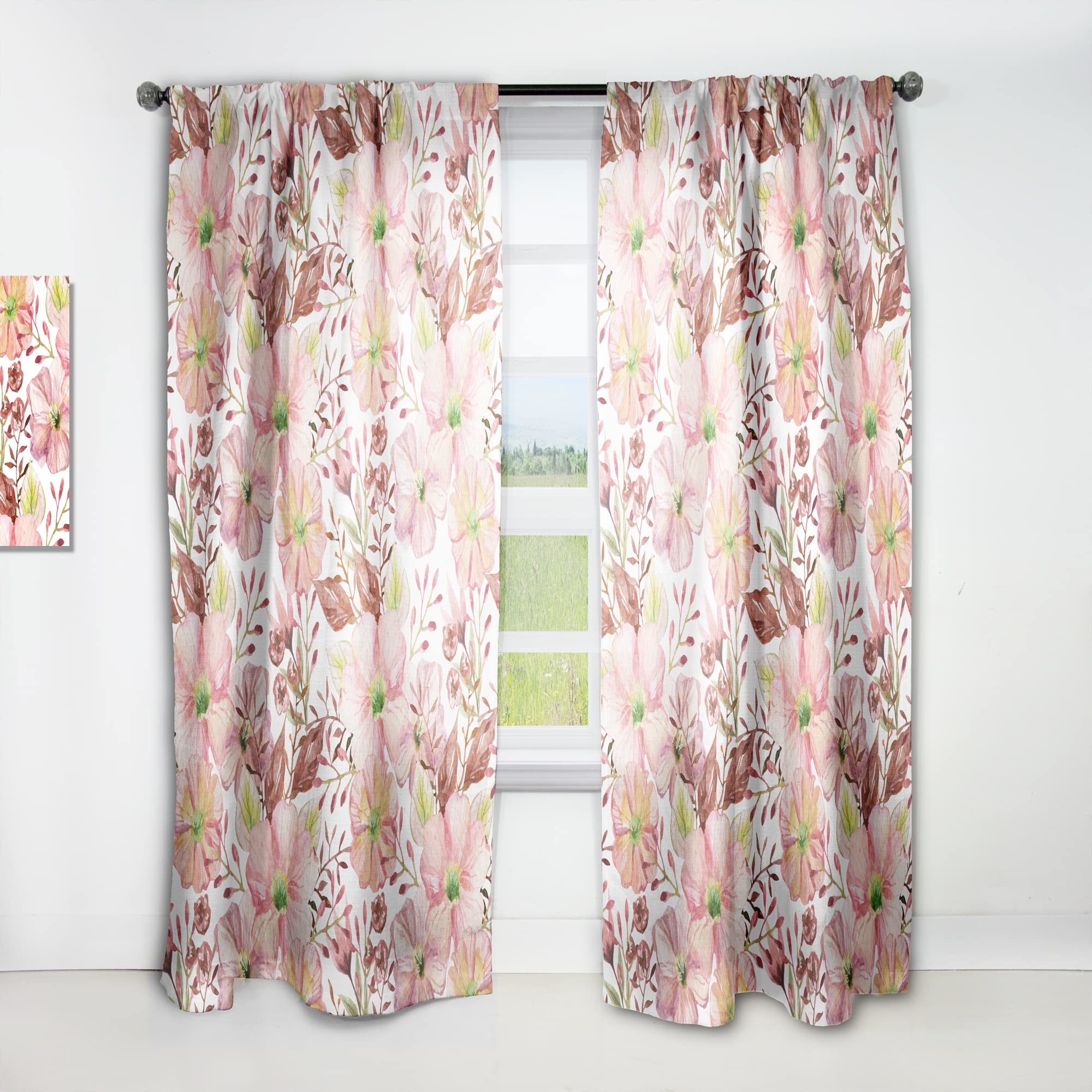 DesignQ Floral Botanical Retro II Thermal Insulated Curtains - 52x108 Inch Single Panel for Bedroom & Living Room - Perfect for Vintage Home Decor & Energy Efficiency