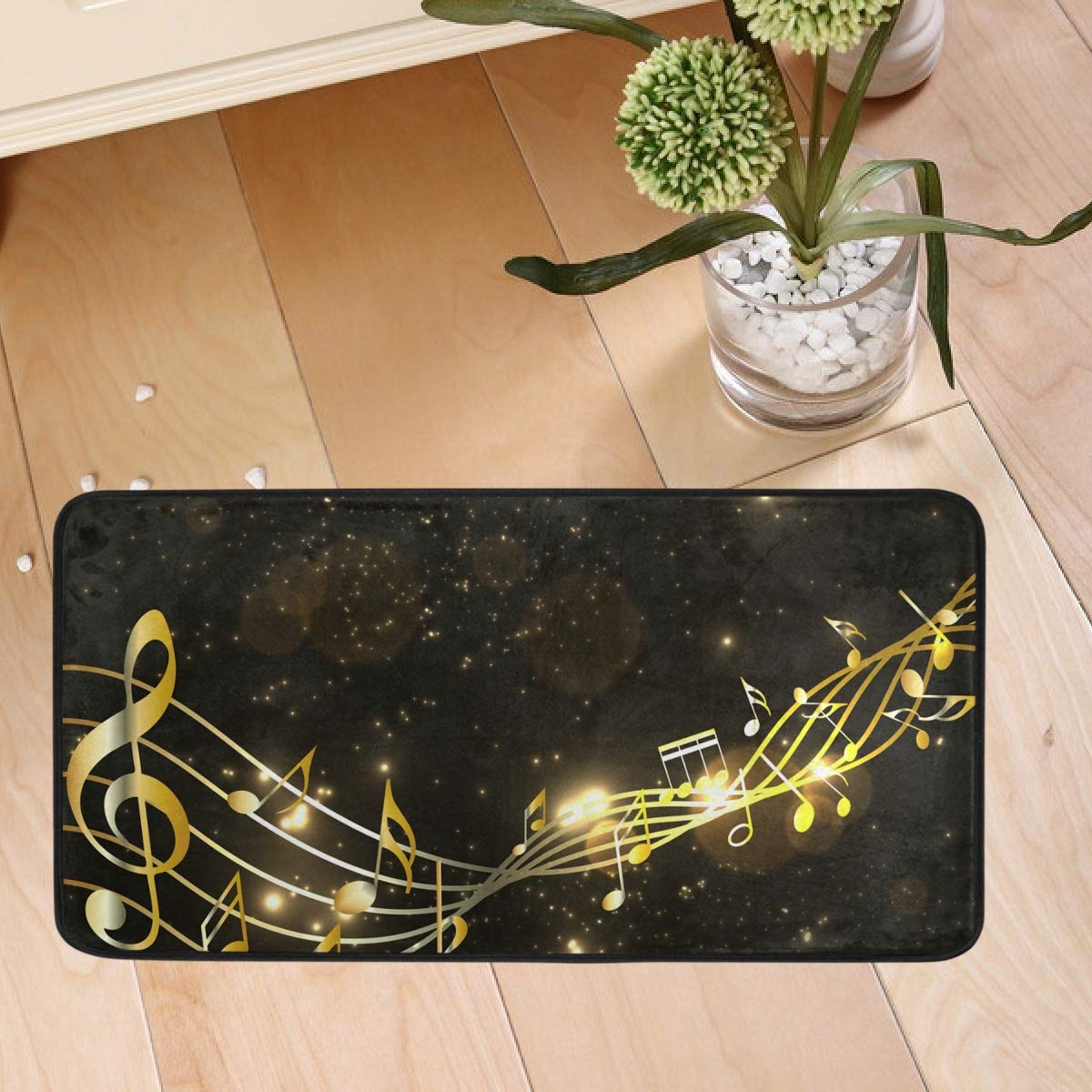 Non-Slip Kitchen Rugs with Music Notes Design - 20x20in Washable Absorbent Floor Mats for Kitchen Decor, Dining Room, Dorm & Bedroom | Anti-Fatigue Office Chair Mat - Perfect for Cooking Areas, High-Traffic Spaces & Home Decor