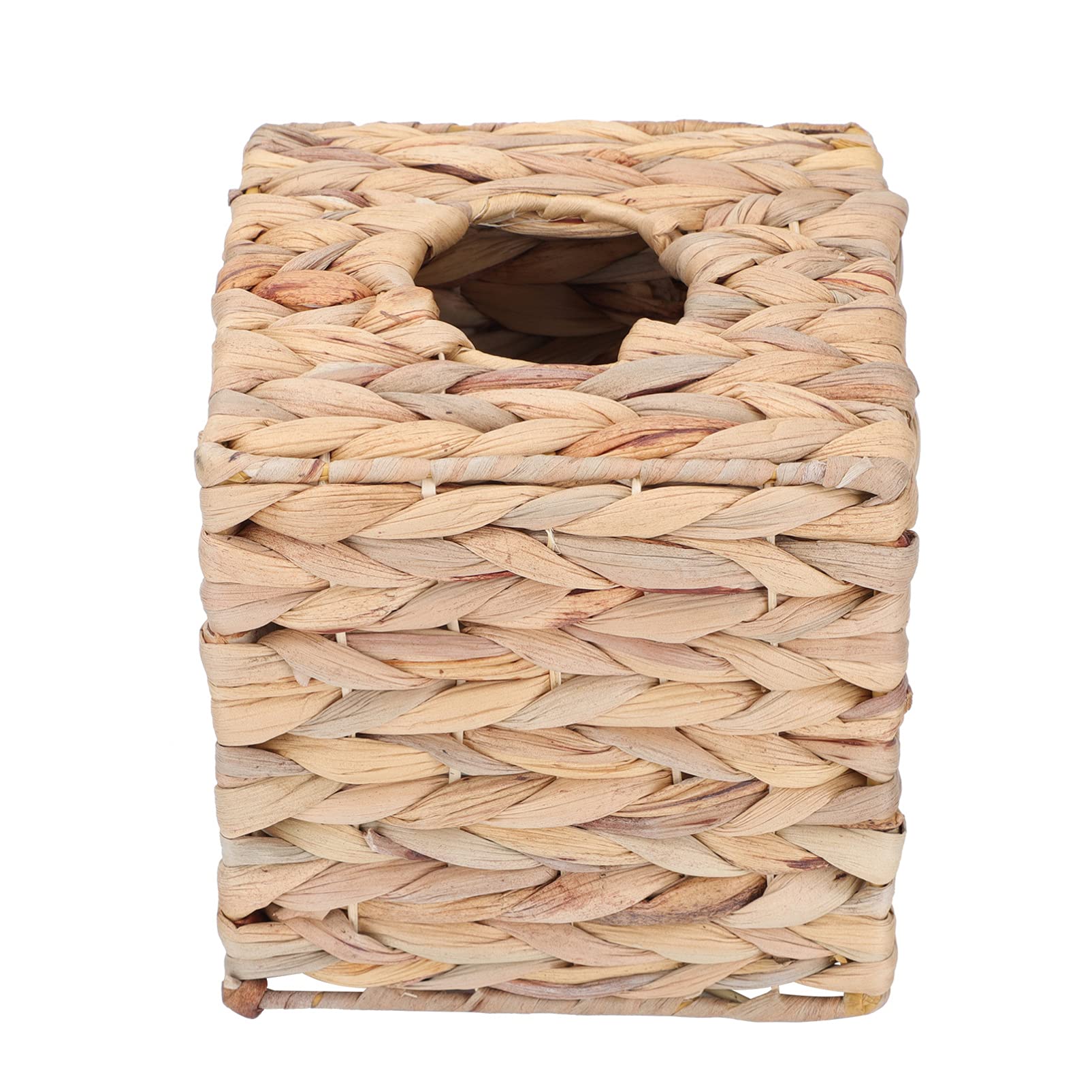 Eco-Friendly Square Seagrass Tissue Box Cover - Handwoven Paper Napkin Dispenser for Bathroom Vanity & Countertop Decor (Light Yellow) | Perfect for Coastal, Farmhouse & Boho Home Decor Styles