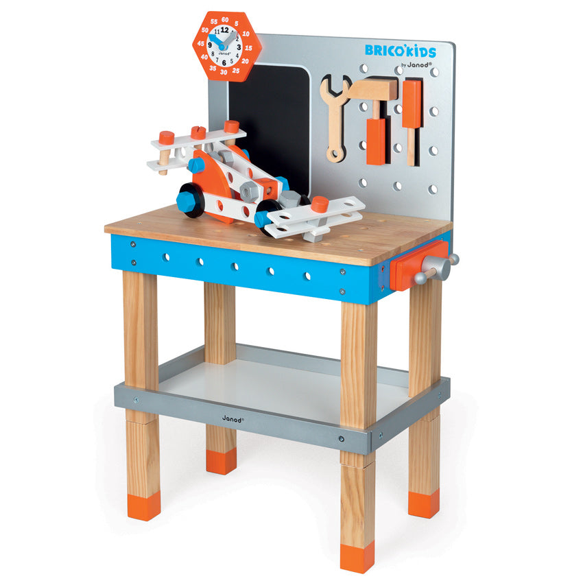 Janod DIY Giant Magnetic Workbench - Kids Wooden Toy Tool Set for STEM Learning | Pretend Play Workshop for Toddlers & Preschoolers | Perfect for Birthday Gifts & Classroom Activities