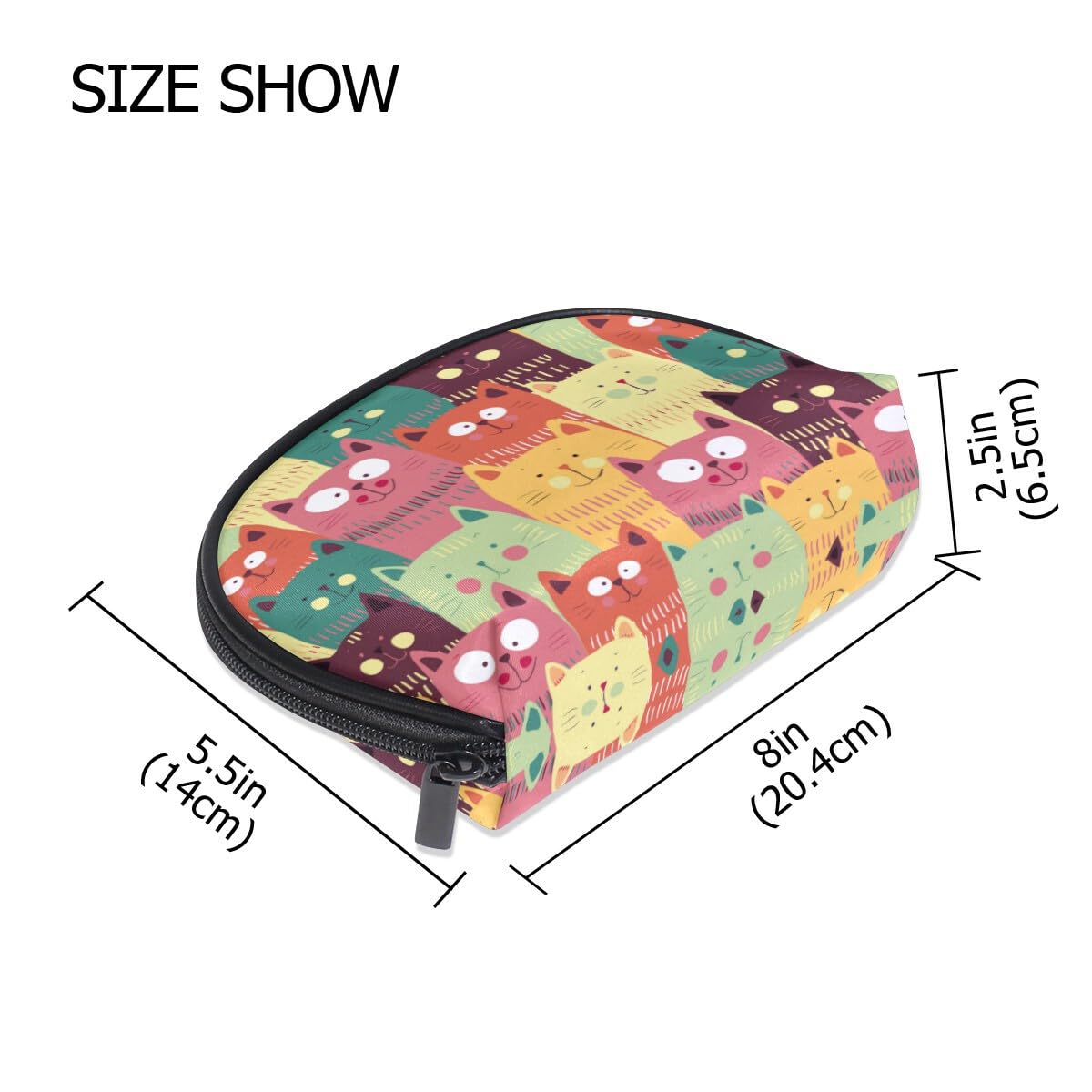 Cute Cat Pattern Travel Makeup Organizer Bag for Women & Teens - Colorful Cosmetic Pouch with Multiple Compartments - Perfect for Travel, Gym & Daily Essentials Storage