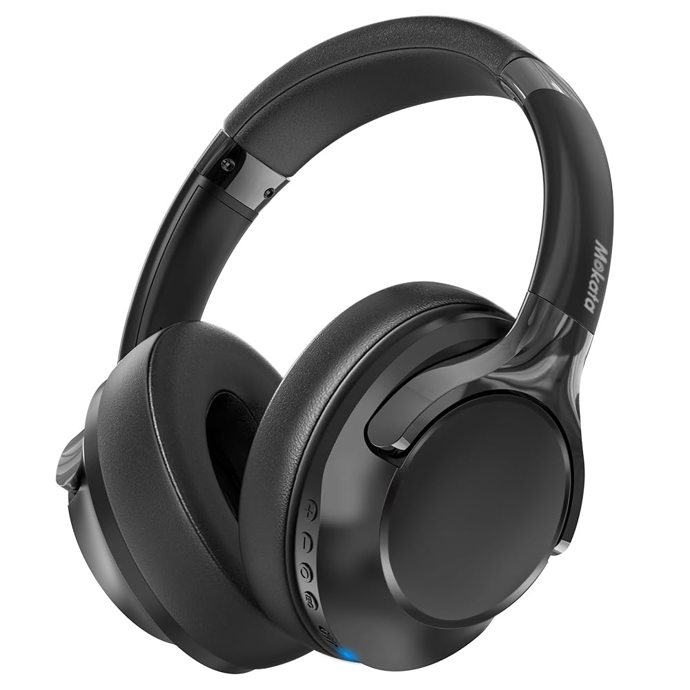 Bluetooth 5.3 Wireless Over-Ear Headphones with Microphone - 68H Playtime, HiFi Stereo, Deep Bass, 6 EQ Modes, Foldable & Lightweight Design - Perfect for Travel, Home Office, and Cellphone Use (Black)