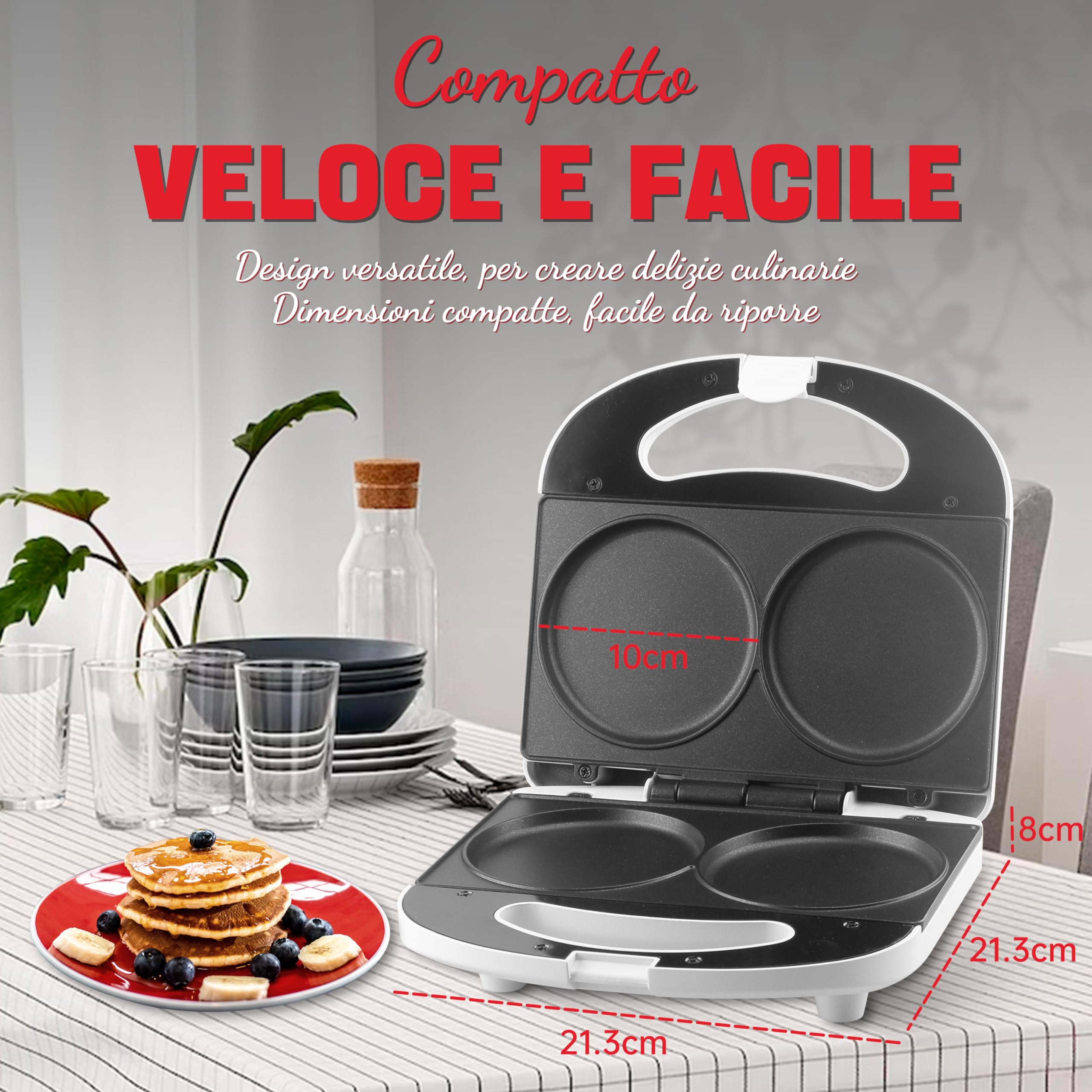 SugarWhisk Double Pancake Maker - Non-Stick Electric Crepe and Pancake Griddle - Perfect for Breakfast, Brunch, and Family Gatherings