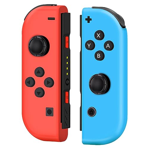 Upgraded Nintendo Switch Controller with Wake-up & Screenshot - Red/Blue for Gaming & Multiplayer