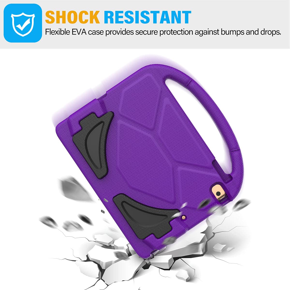 SUPLIK Kids Protective Case for iPad 5th/6th Generation (9.7 inch 2017/2018), iPad Air 1/2 & iPad Pro 9.7 - Shockproof Lightweight Cover with Built-in Handle Stand & Screen Protector - Purple - Perfect for School, Travel & Home Use