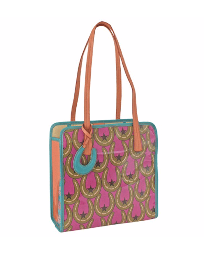Catchfly Women's Pink Vinyl Horseshoe Tote Bag - Stylish Handbag for Work, Travel & Everyday Use