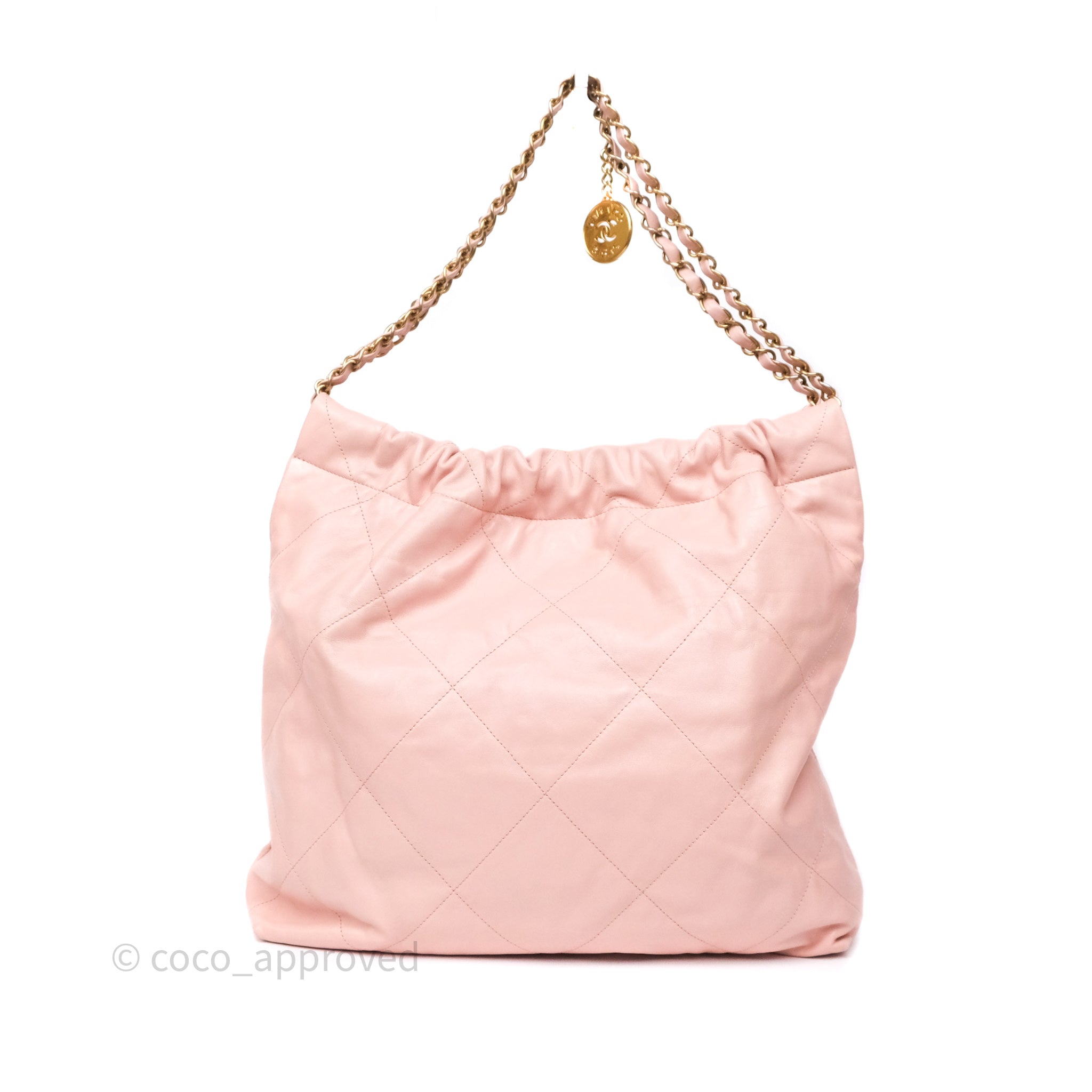 Chanel 22 Medium Handbag in Pink Crumpled Calfskin with Aged Gold Hardware - Luxury Crossbody Bag for Women, Perfect for Date Night & Special Occasions