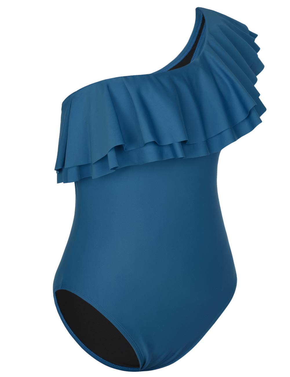 Hilor Women's One Shoulder Asymmetric One Piece Swimsuit - Ruffled Bathing Suit for Beach, Pool & Vacation | Sexy Monokini Swimwear