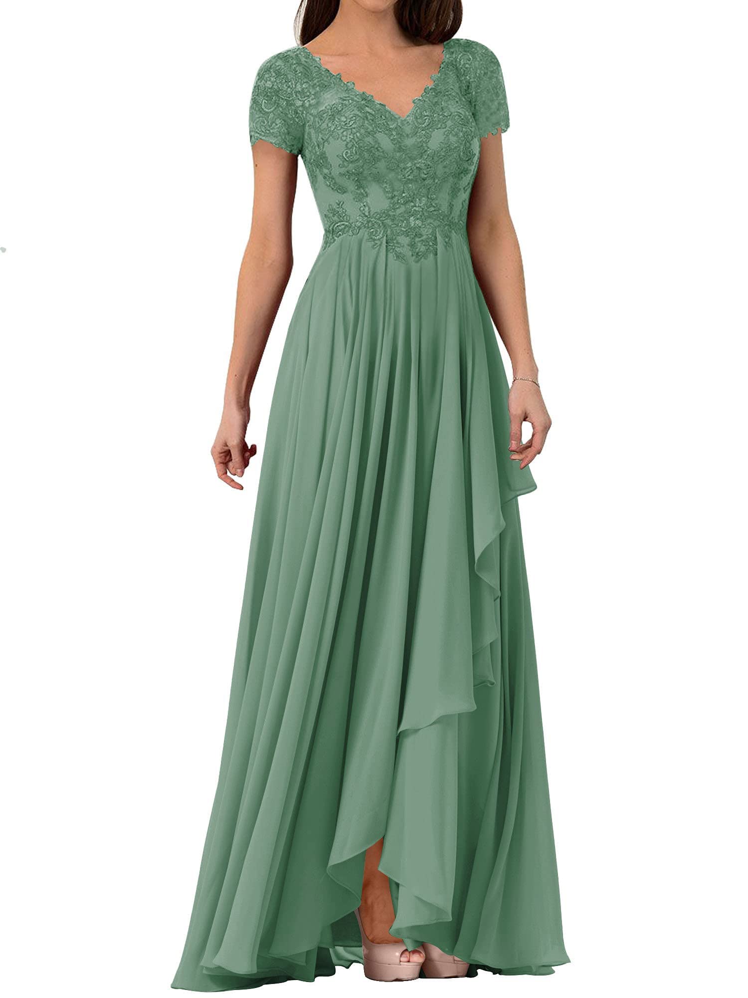 Elegant Lace Long Sleeve Mother of The Bride Dress - Formal Evening Gown for Wedding Guest, Prom & Special Occasions | Chiffon Women's Dress for Weddings, Parties & Black Tie Events