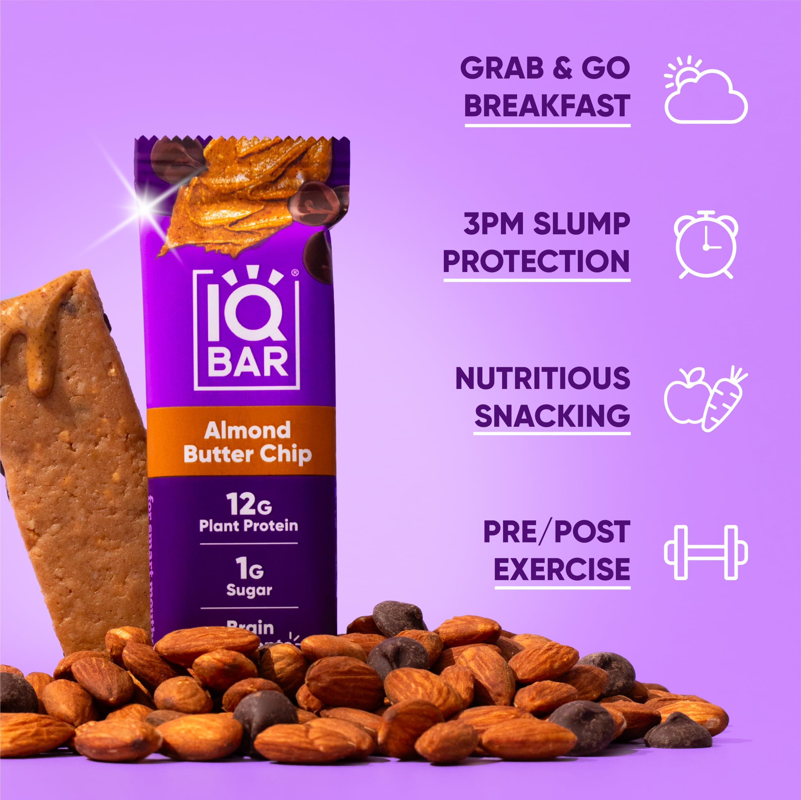 IQBAR Keto Protein Bars 12-Count - Low Carb Vegan Snacks for Workout & Travel