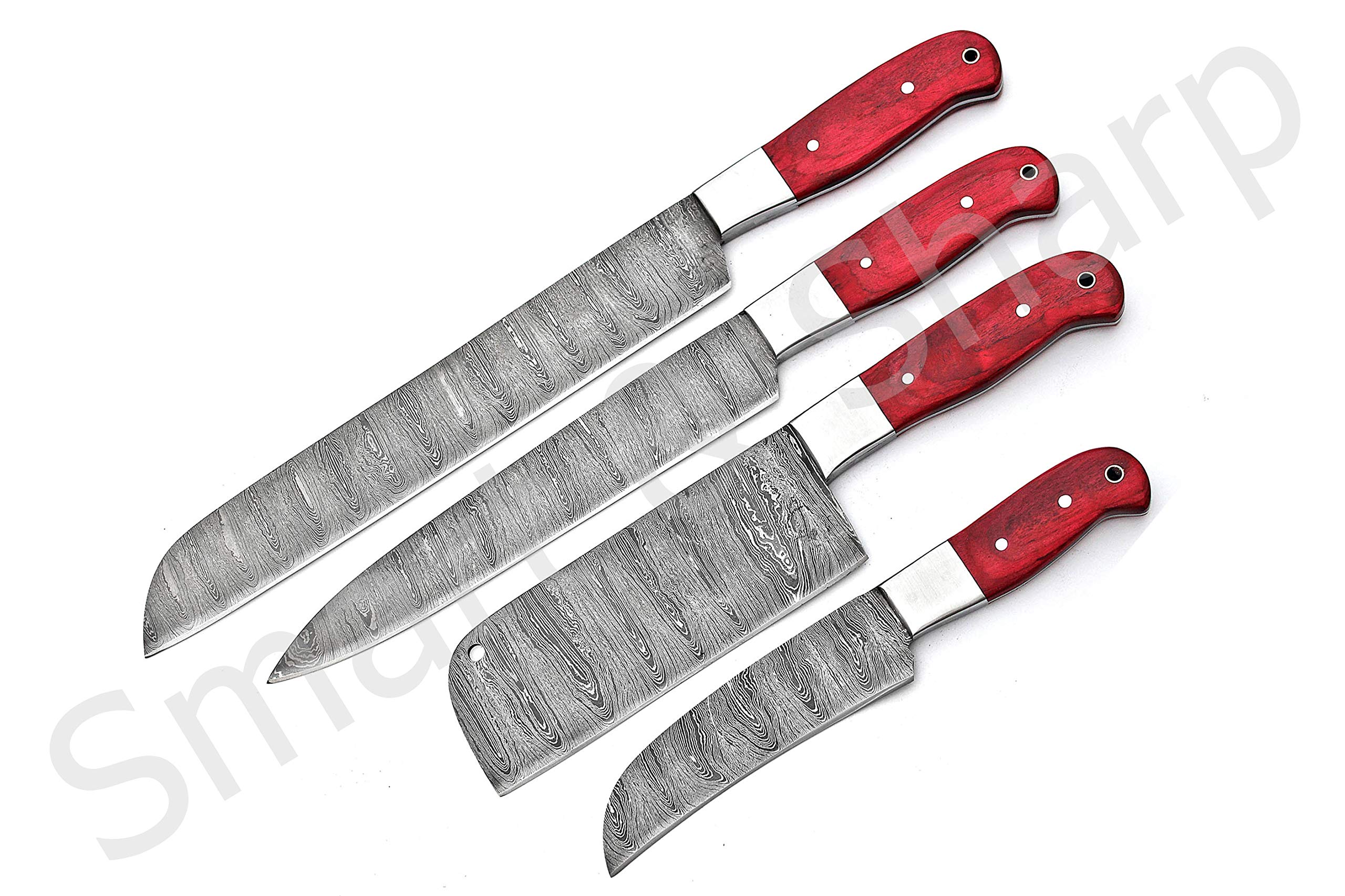 Premium Damascus Steel Chef Knife Set - 4 Piece Handcrafted Kitchen Knives with Razor Sharp Blades for Professional Cooking & Home Use - Perfect Gift for Chefs & Cooking Enthusiasts
