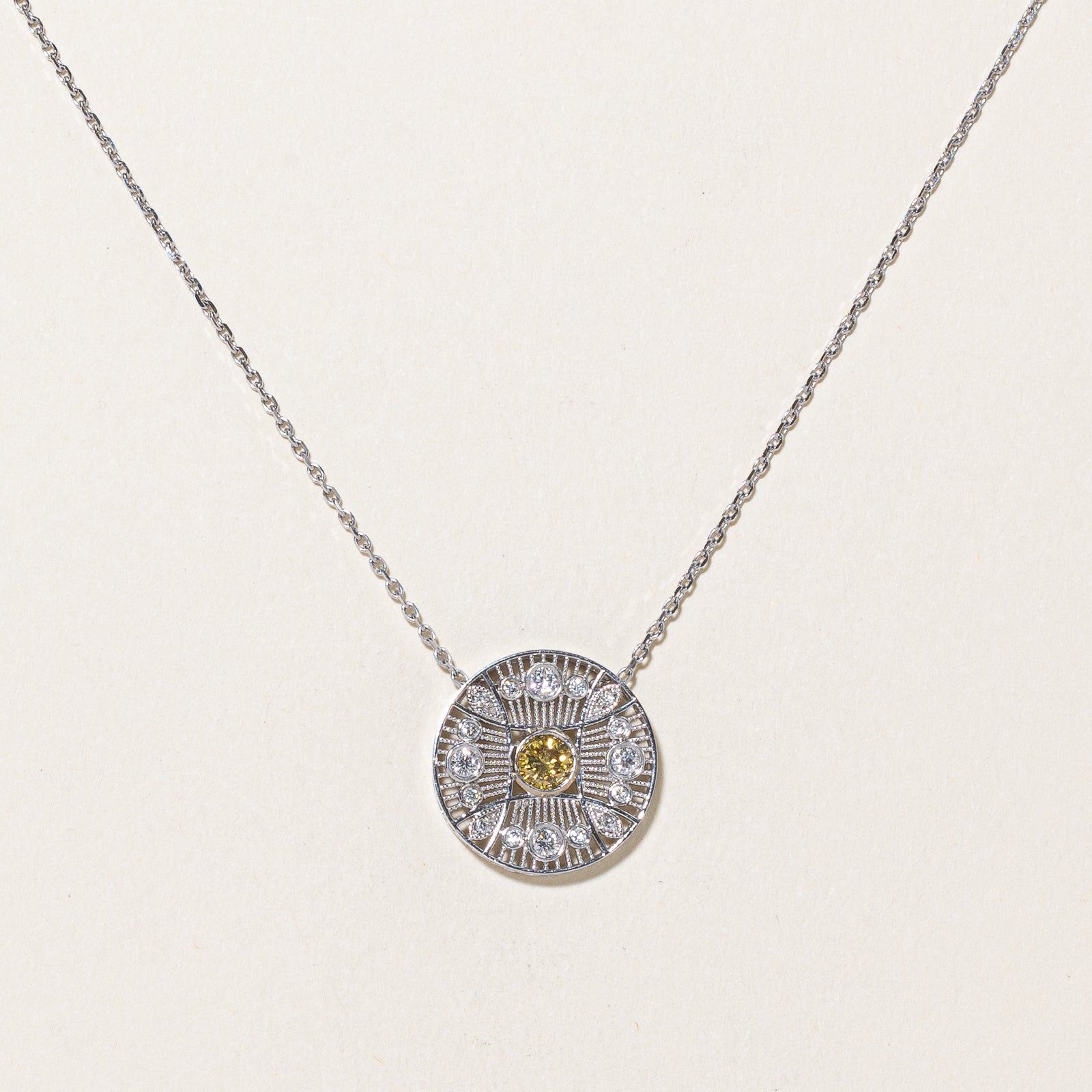 GIA Certified 0.39ctw Fancy Deep Brownish Yellow Diamond Pendant Necklace - 20
