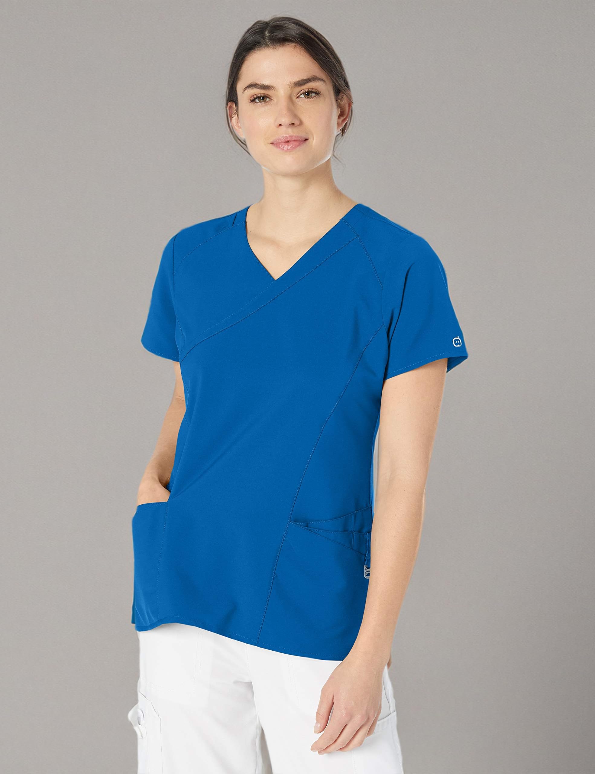 WonderWink Women's Mock Wrap Top Scrub Shirt - Comfortable Medical Uniform for Nurses & Healthcare Professionals - Perfect for Hospital Shifts & Clinical Work
