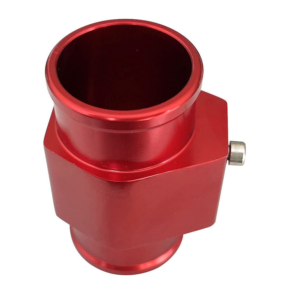 High Performance Red Aluminum Water Temperature Gauge Kit - 38mm Radiator Sensor Adapter with Hose Clamps | Universal Fit for Car, Truck & Motorcycle Cooling Systems