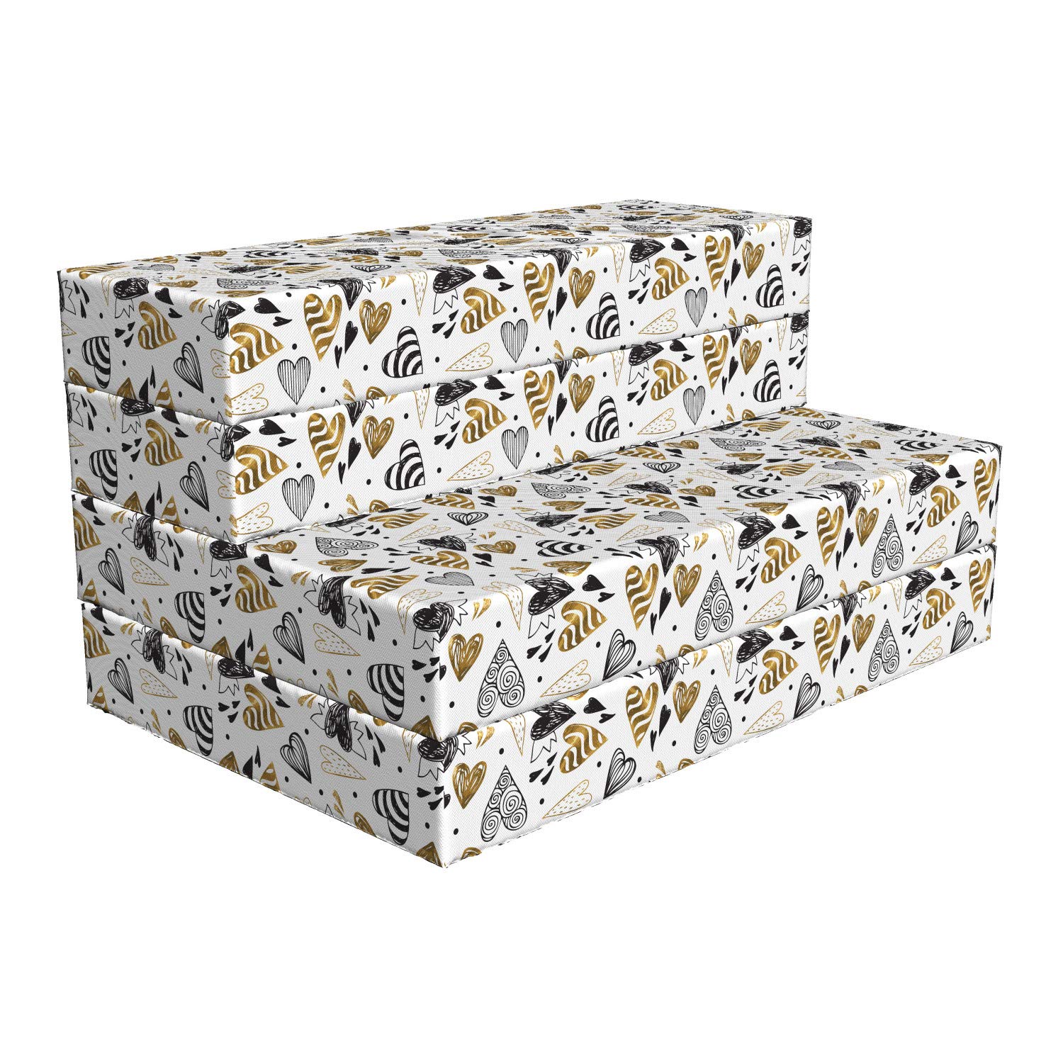 Ambesonne Love Foldable Mattress - Hand Drawn Scribble Hearts Design, 74.8