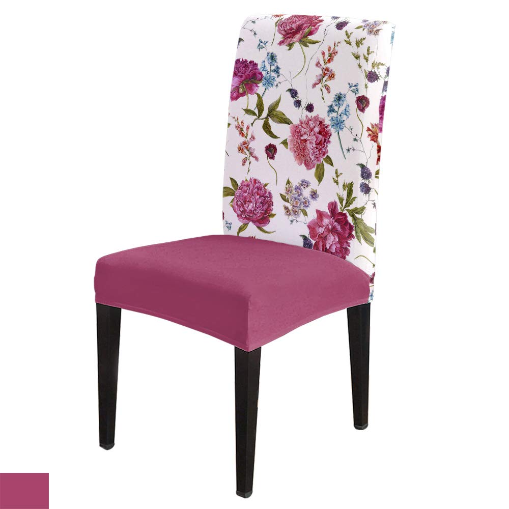 8 Pack Stretchable Floral Peony Watercolor Dining Chair Covers - Removable Slipcovers for Kitchen, Banquet, Wedding & Home Decor (Fits Most Chairs, Washable Fabric)