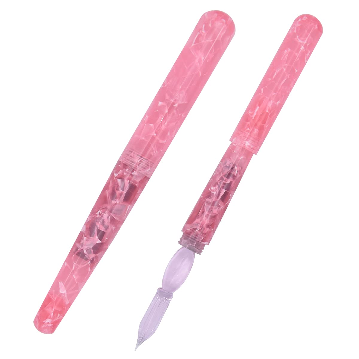 Premium Glass Dip Pen for Calligraphy & Art - Portable Travel Size, Ideal for Business Signatures, Gifts & Creative Writing - Pink (Perfect for Journaling, Lettering & Professional Use)
