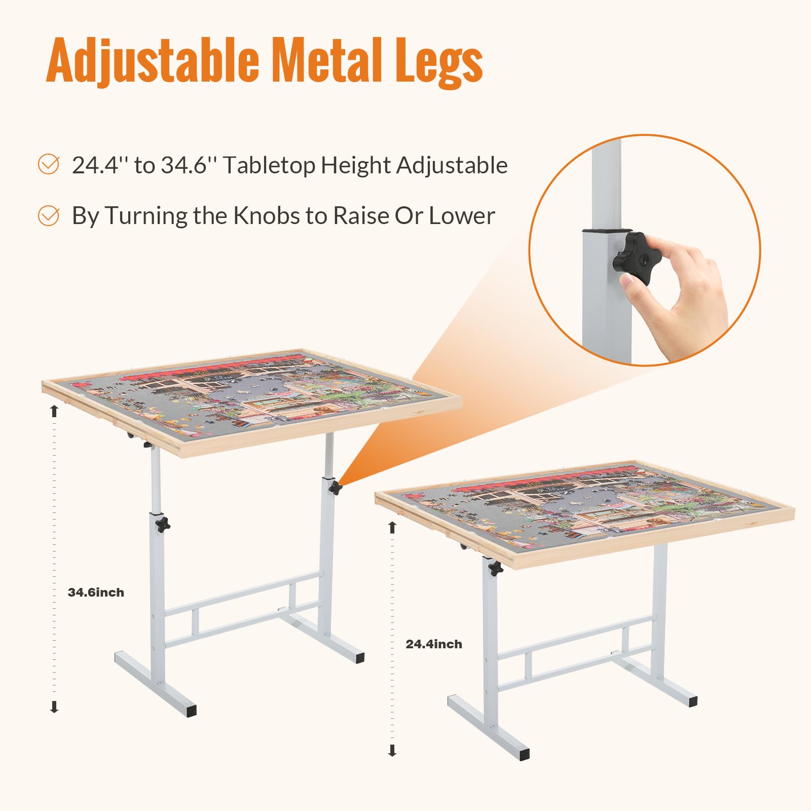Adjustable Height Tiltable Puzzle Table with Drawers & Legs - 1500 Piece Capacity Portable Jigsaw Board for Adults & Seniors - Perfect for Mother's Day Gifts, Family Game Nights & Relaxing Hobbies