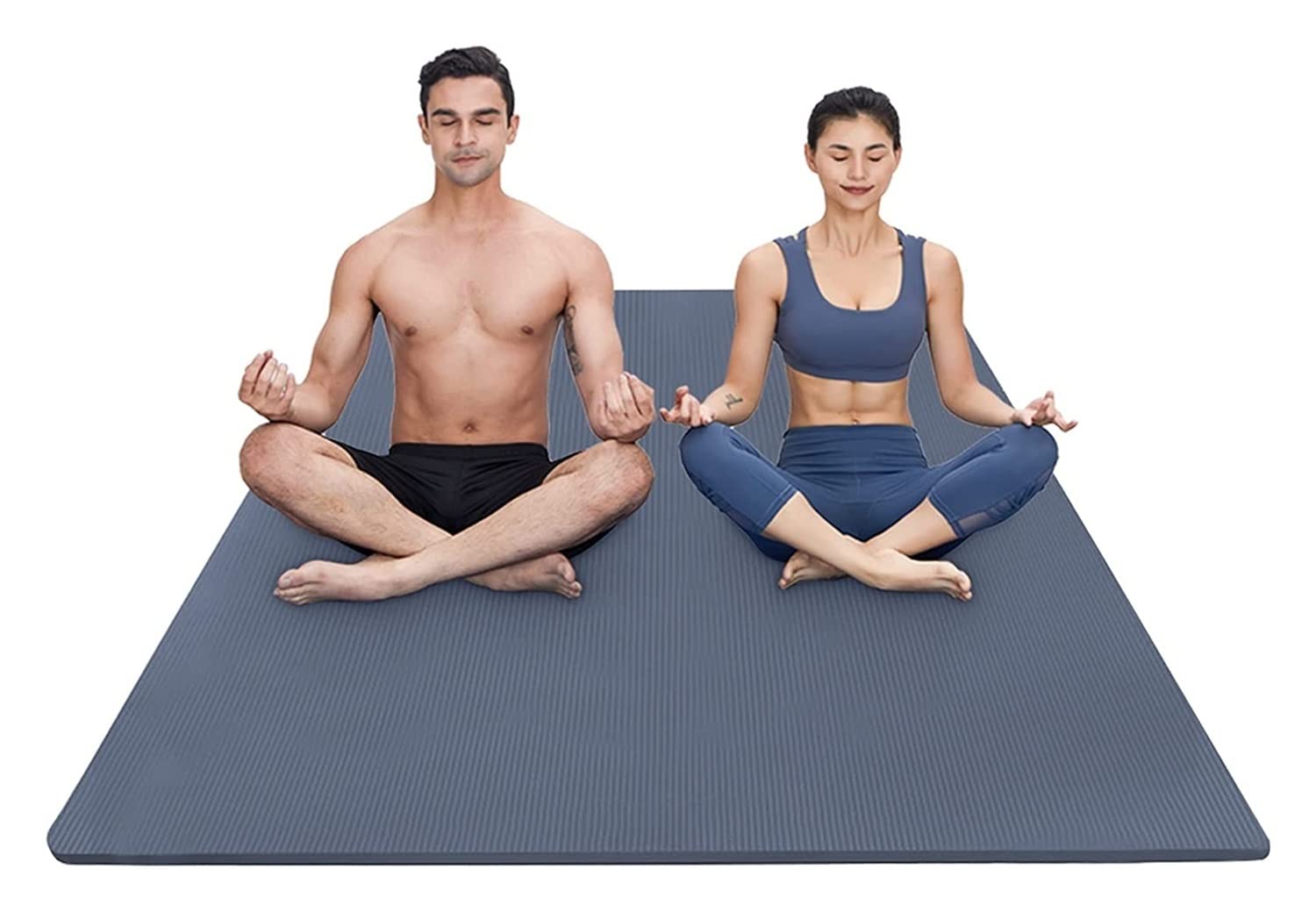 Premium Non-Slip Yoga Mat - 200cm Extra Large, 10mm Thick NBR Fitness Mat for Home Gym, Cardio & Gymnastics | 120cm Wide Portable Exercise Mat with Superior Cushioning (Navy Blue) - Ideal for Yoga, Pilates, HIIT Workouts & Home Fitness Training