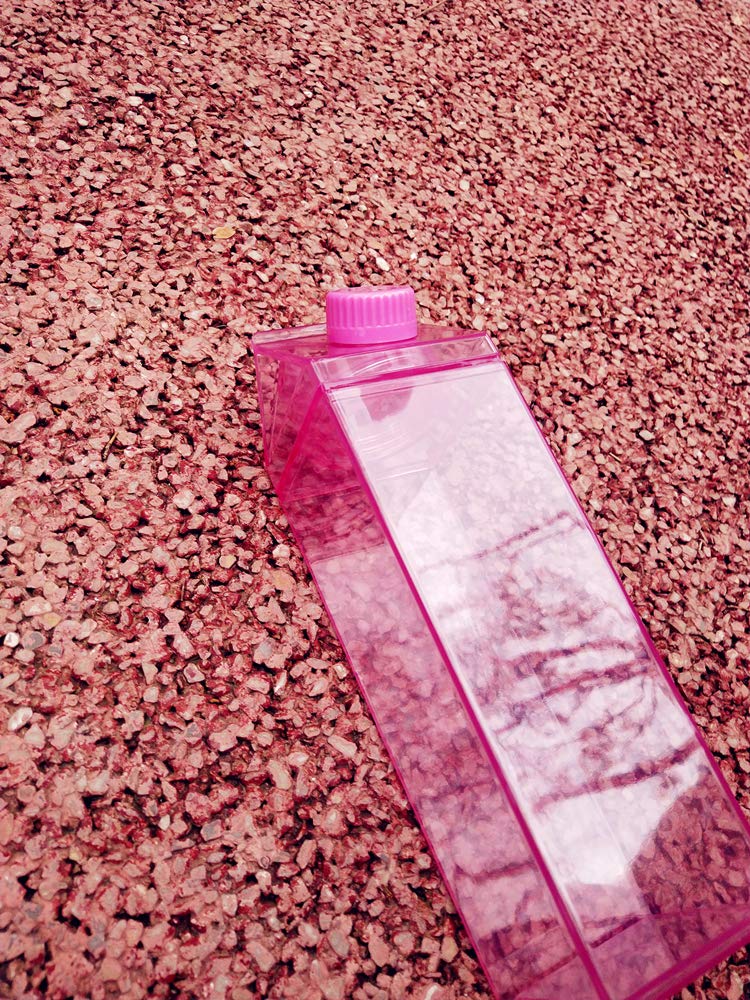 17oz (500ml) Leakproof Pink Milk Carton Water Bottle - Portable & Cute Drinkware for Outdoor Activities, Hiking, Camping & Travel - BPA Free Reusable Bottle for Kids & Adults