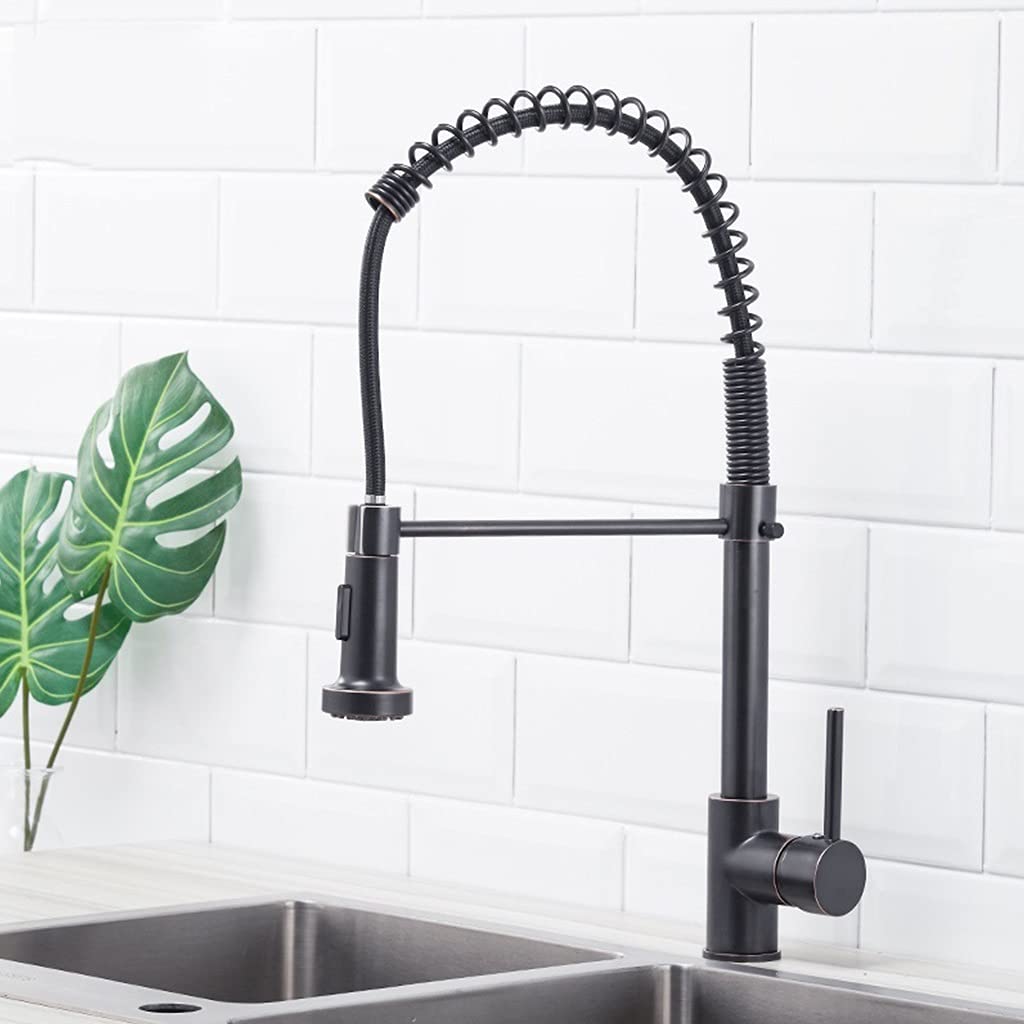 OMOONS Oil Rubbed Bronze Pull Out Kitchen Faucet - Single Handle Commercial Bar Sink Mixer Tap for Farmhouse & Restaurant Use | Perfect for High-Traffic Kitchens & Food Prep Areas