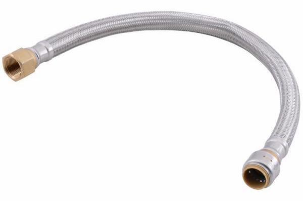 1/2 x 3/4 FIP Stainless Steel Braided Water Heater Connector - Lead Free UR3068FX24CA SharkBite for Easy DIY Plumbing Installation & Water Heater Replacement