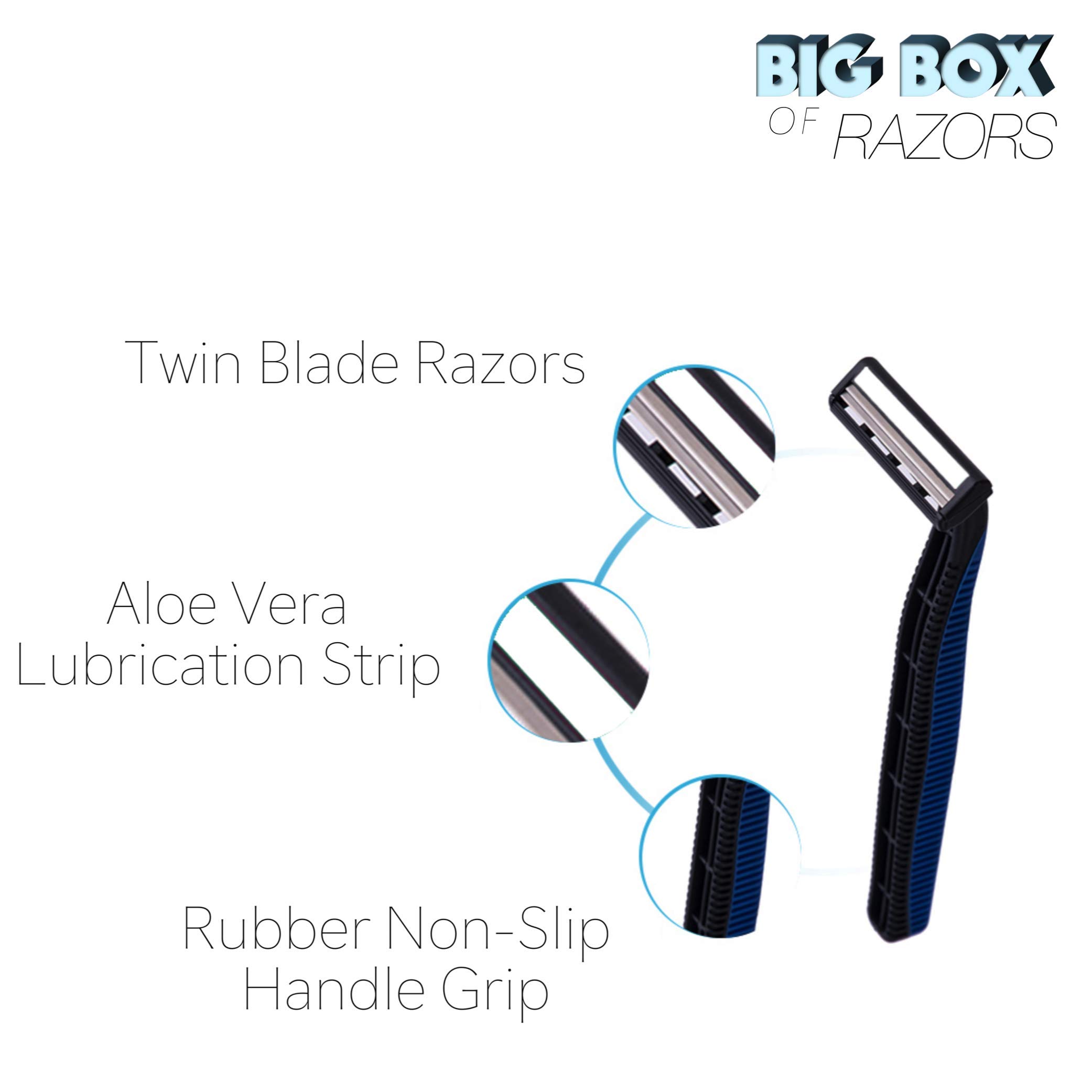 25-Pack Blue Stainless Steel Disposable Razor Blades - Premium Twin Blade Shavers for Men & Women with Aloe Vera Lubrication Strip | Hospitality Quality, Smooth Shaving for Face, Legs & Body Care