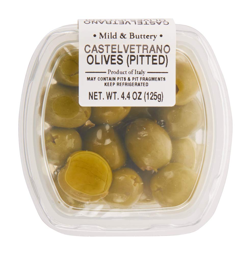 Fresh Pitted Castelvetrano Olives - 4.4 oz Jar | Premium Italian Green Olives for Salads, Charcuterie Boards & Mediterranean Recipes